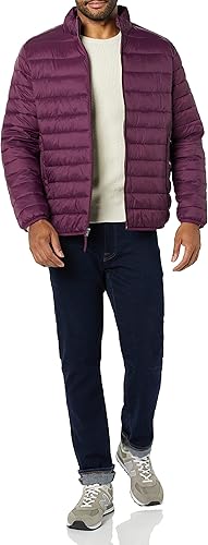 Miniatura 14 de Yaxa Essentials Mens Packable Lightweight Water-Resistant Puffer Jacket (Available in Big & Tall) Negro,Gris Oscuro,Rojo ladrillo.,Rojo
