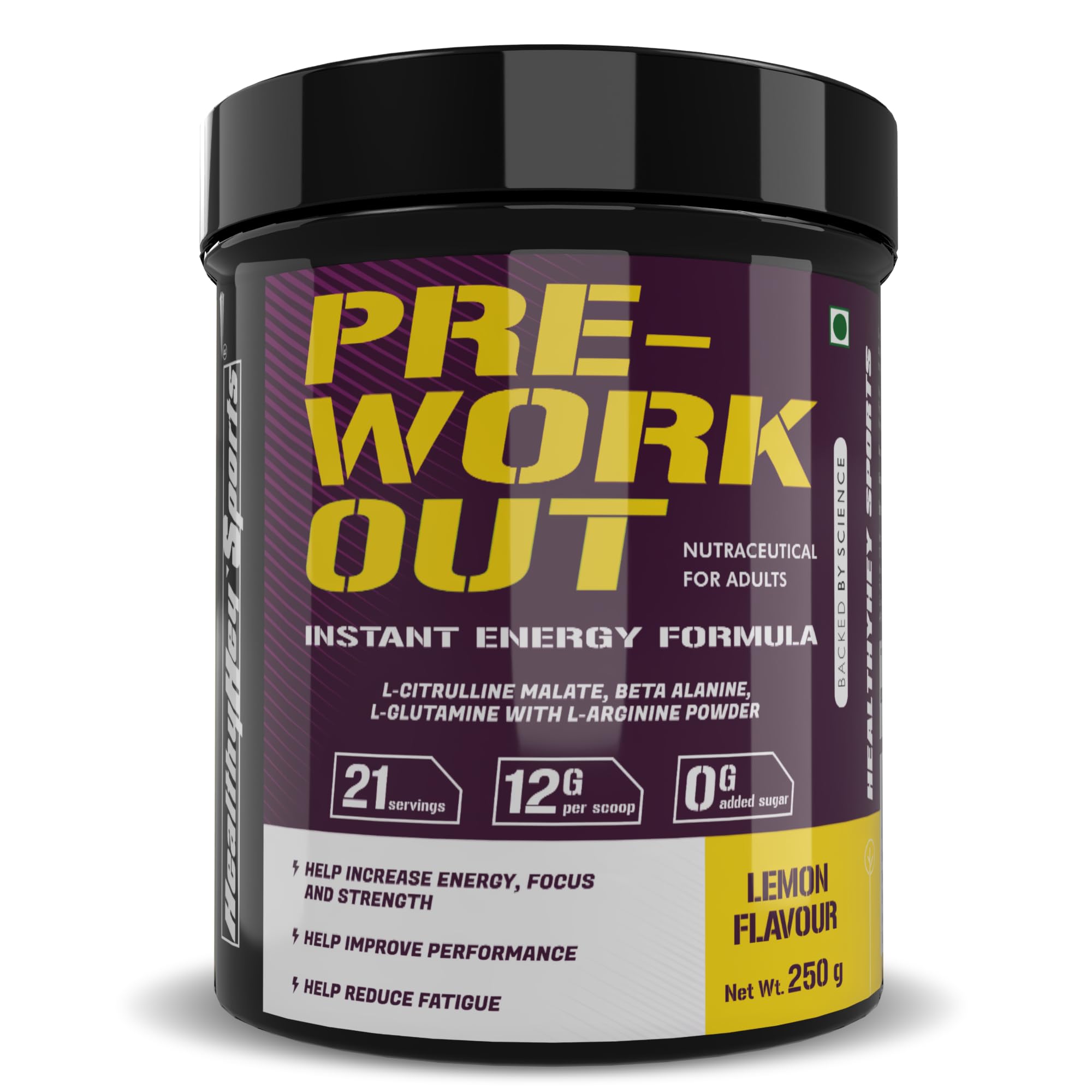 HealthyHey Sports Pre-Workout, Pump, Energy, Strength Drink Powder|Intense Sustained Energy|L-Citrulline, L-Arginine, Beta Alanine, Caffein, Glutamine & Sodium|250 Gram (B0BB25X877) Amazon Price History, Amazon Price Tracker