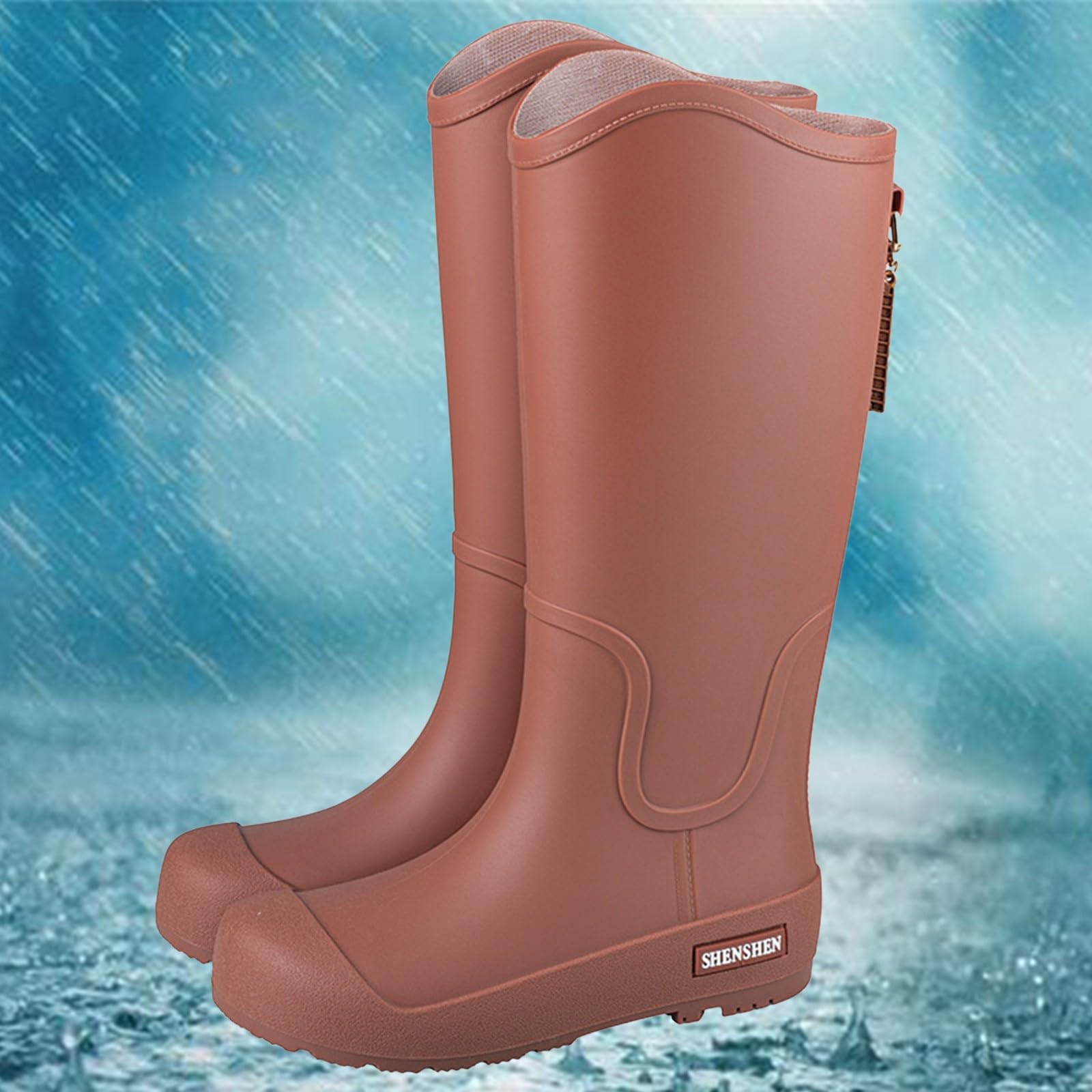 Genérico Botas De Agua Mujer Caña Alta, Botas Mujer Impermeable, Suela Gruesa Antideslizante Ligero Talla Grande Galochas Monocromo Holgados Casual Moda Cómodo Botas Adecuado Para Clima Frío