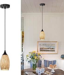 ANYLOVE Vintage Art Brown Pendant Lighting,1-Pack Hand Glass Hanging Lig...