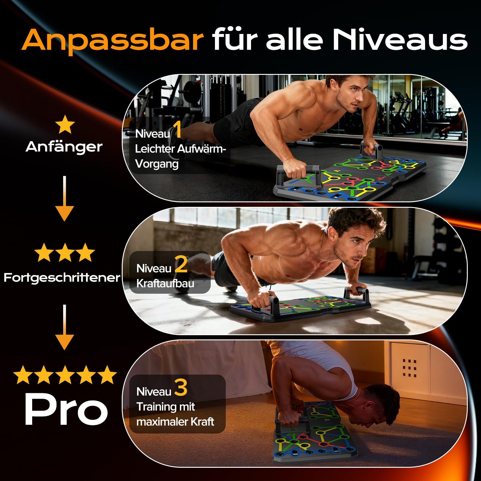 AERLANG Liegestützgriffe Fitnessgeräte für zuhause Tragbares Multi-in-One Push-up-Board-Set Effizientes Muskeltraining für Männer und Frauen