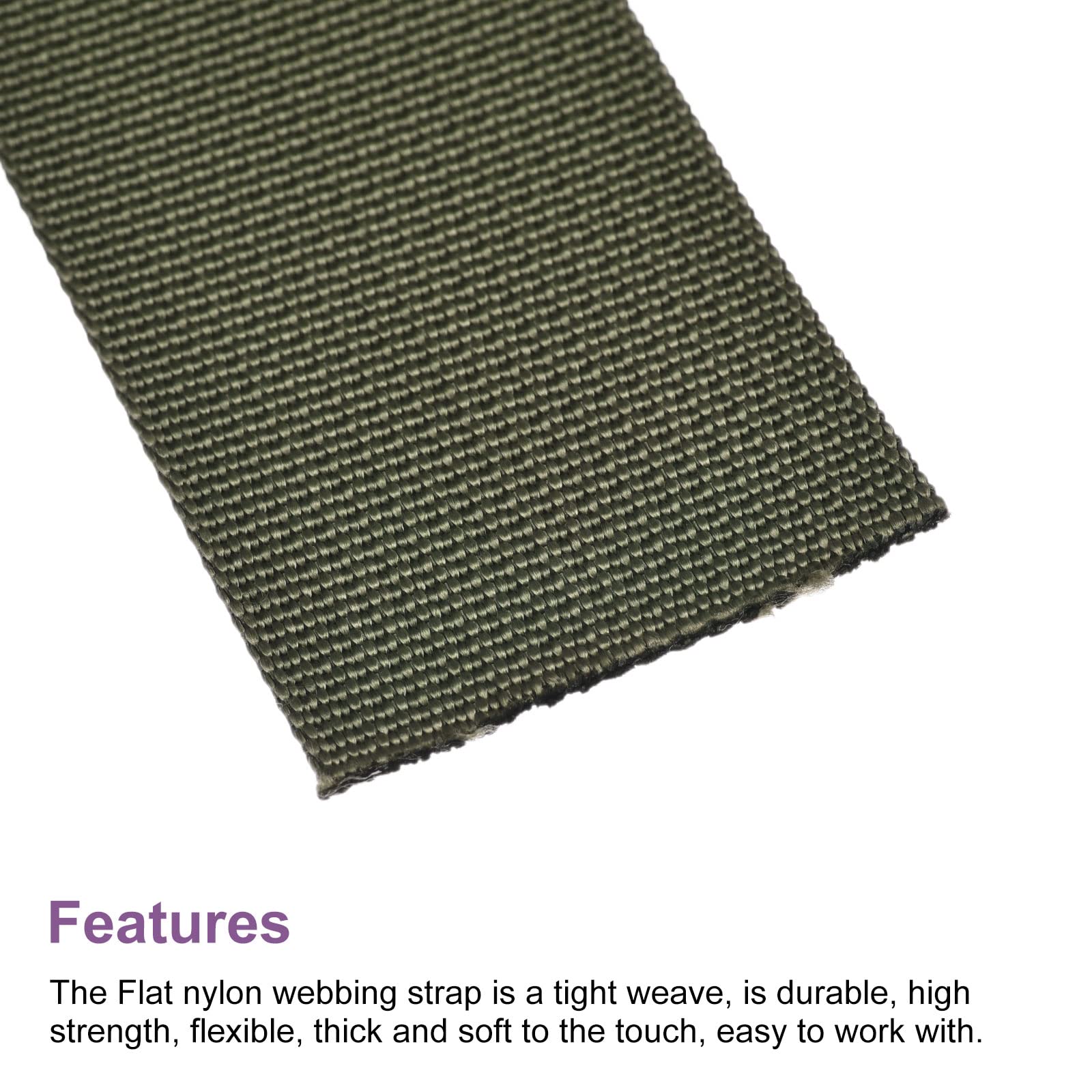 Sourcing Map Flat Nylon Webbing Strap 1.5 Inch 10 Yards Light Brown For