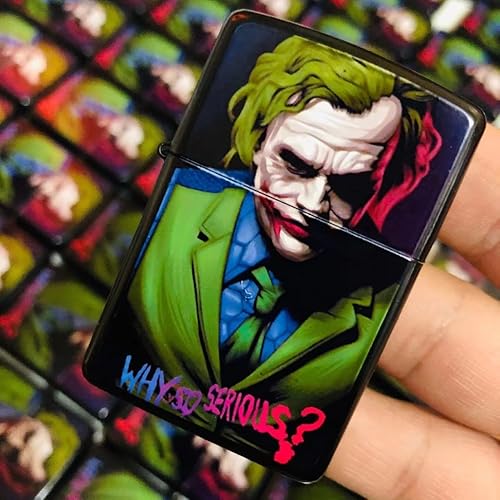 Encendedor de metal de estilo antiguo con imágenes de juego geniales, recargable y resistente al viento, viene con estuche de regalo, elegante y