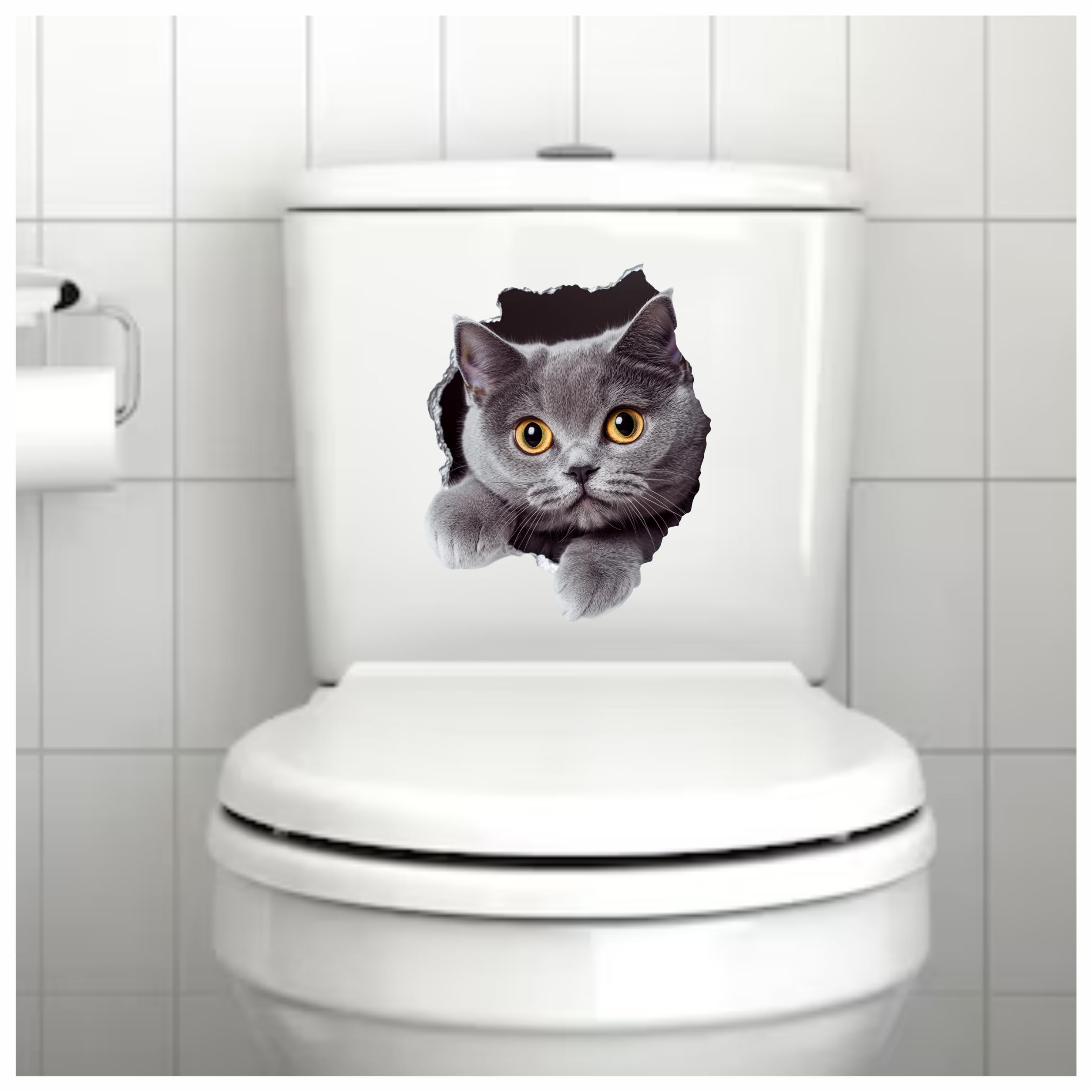 x4 Chartreux Cat Vinyl Stickers Cover Marks Non Transparent Waterproof Decals 1@20cm Tall & 3@7cm Tall Ideal for Toilet Car Phone case - Image 2