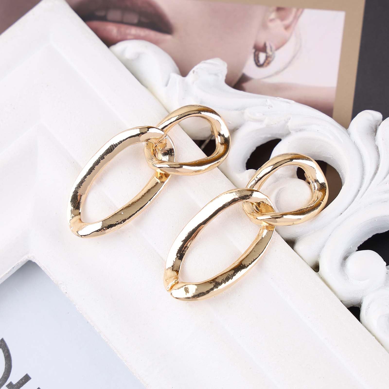 Orecchini A Catena Cordoncino Bohémien Oro – Orecchini A Goccia Con Maglie Grosse, Minimalisti E Vintage Per Donne E Ragazze