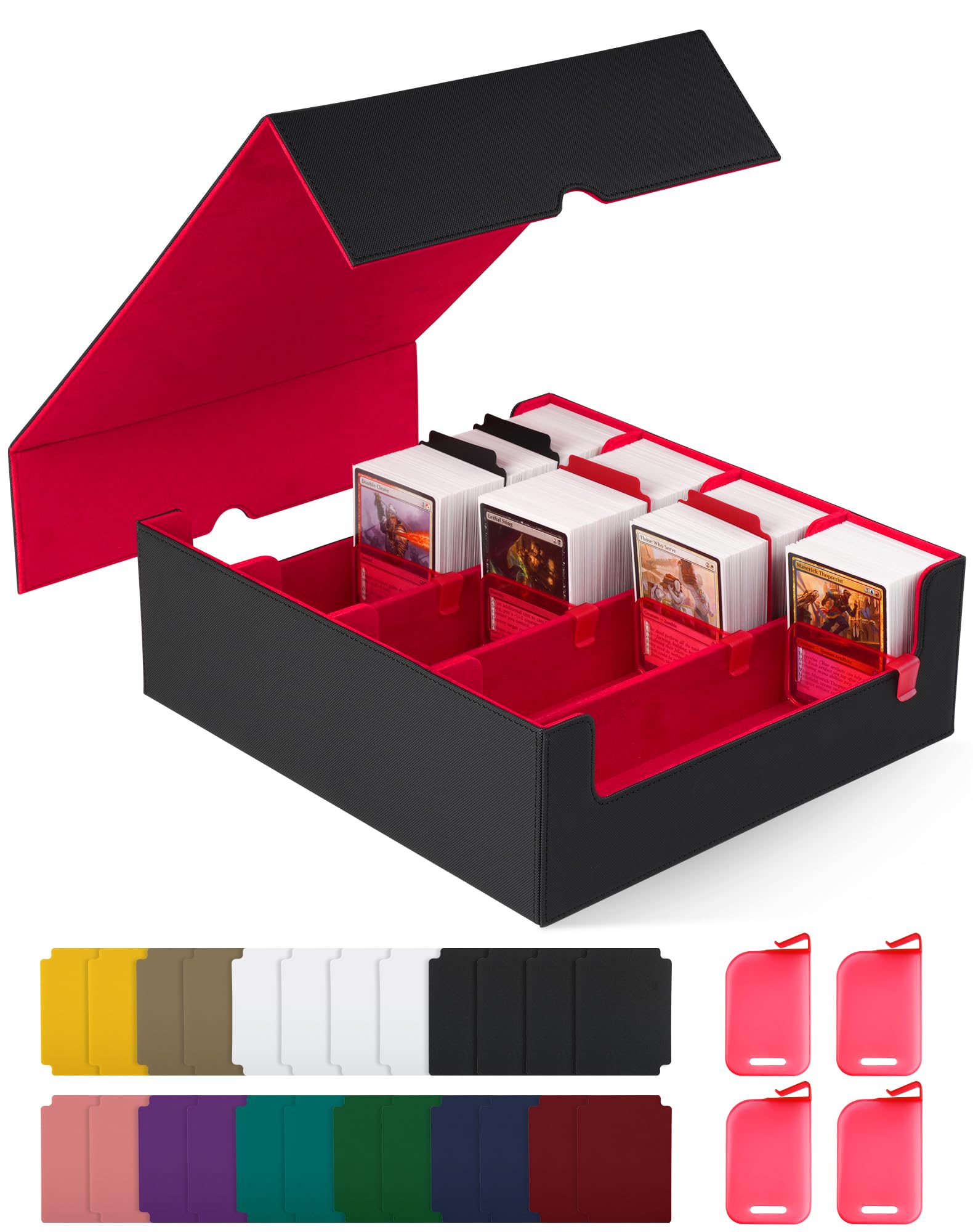 ZLCA Trading Card Storage Box, Commander Card Deck Case Holds 2400+ Cards, MTG Deck Box with 4 Stoppers