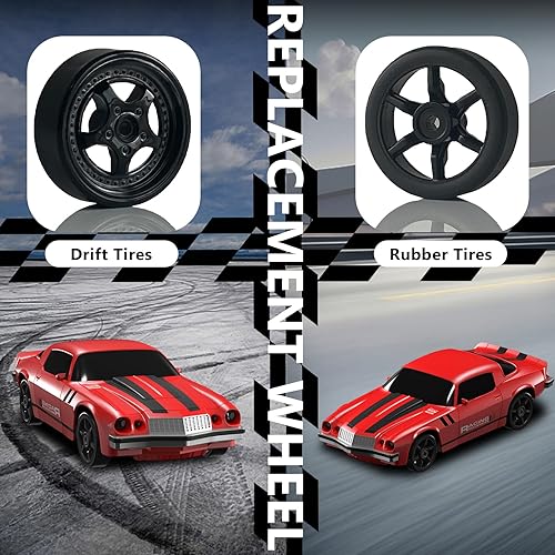 Miniatura 5 de Coche de control remoto RC Drift Car 2.4GHz 124 4WD 15KMH de alta velocidad de carreras de coche deportivo con luces LED, neumático de deriva de