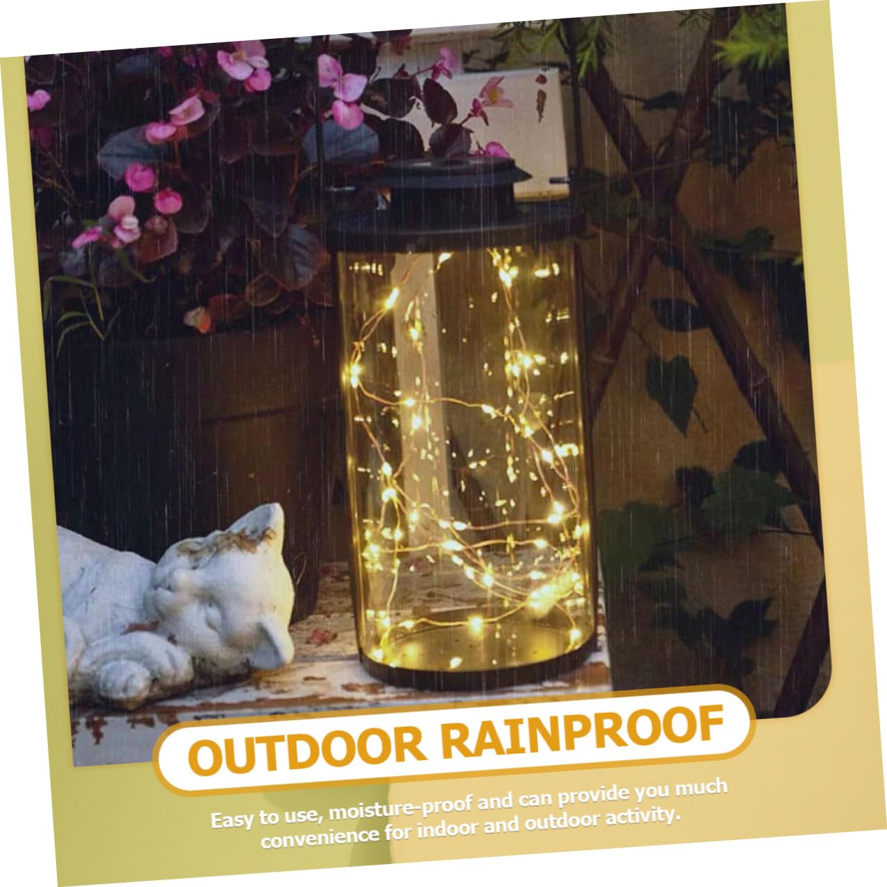 Baluue LED Kupferdraht Lichterkette mit 50 LED Lampen Ip65 Automatische Dämmerungsschaltung Tragbar aus Eisen und Glas für Garten und Terrasse