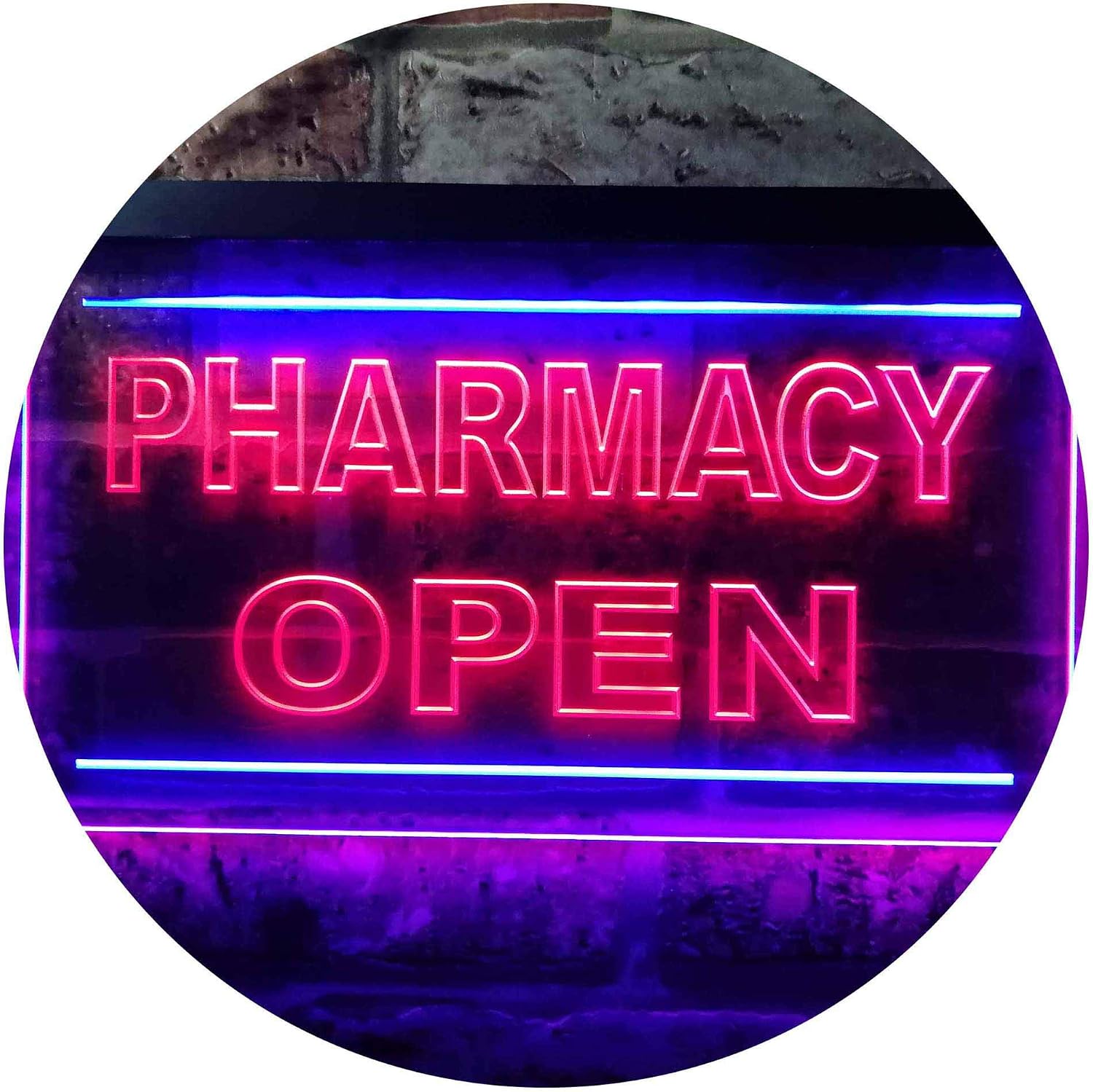 ADVPRO Pharmacy Open Shop Illuminated Dual Color LED Neon Sign Blue & Red 24" x 16" st6s64-i0614-br