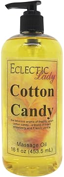 Cotton Candy Massage Oil, 16 oz, with Sweet Almond Oil and Jojoba Oil