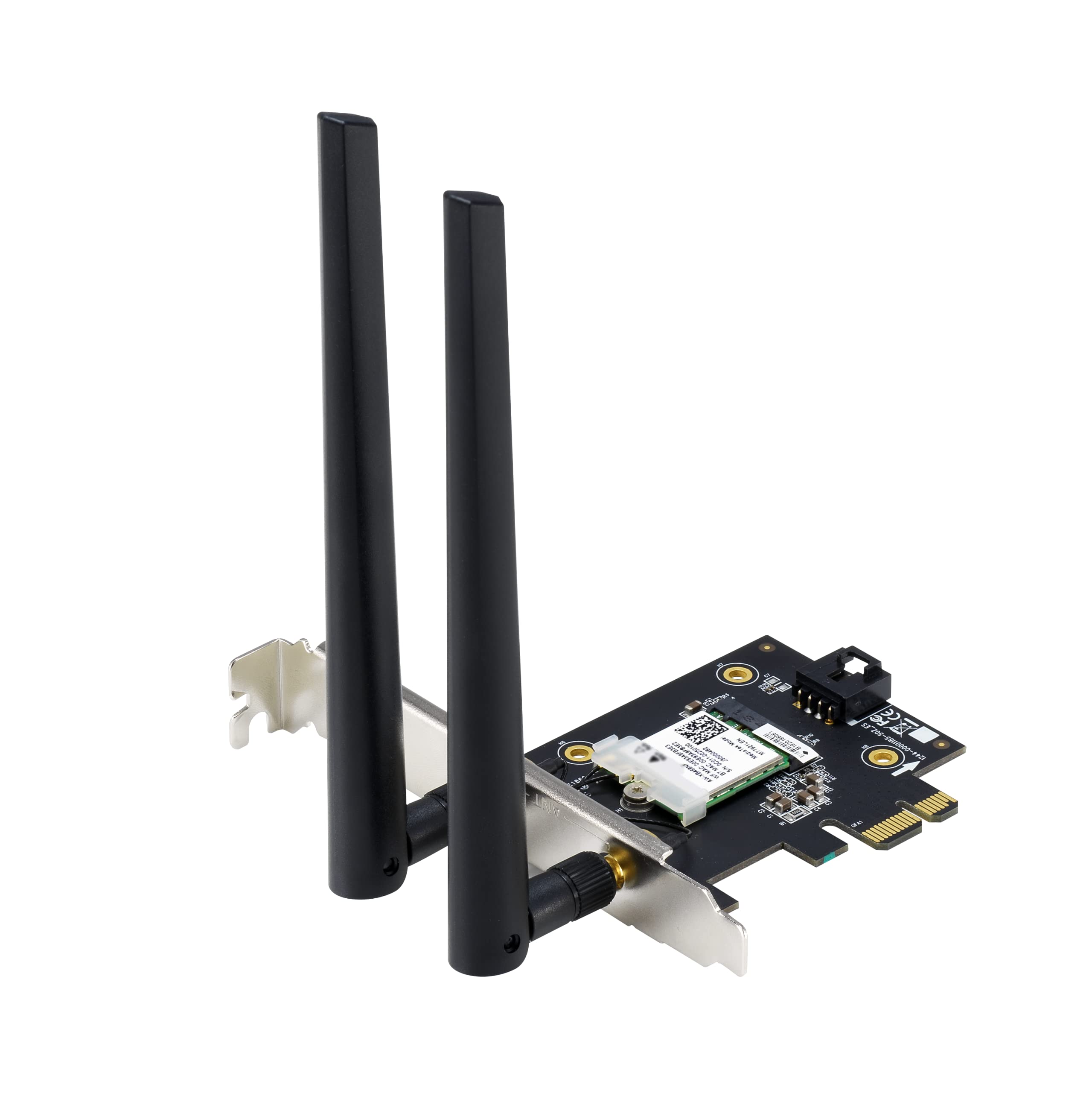 ASUS Adaptateur WiFi AX1800 PCIe (PCE-AX1800) – WiFi 6, Bluetooth 5.2, très faible latence sans fil, 2 antennes externes, prend en charge le débit total de données jusqu'à 1800 Mbps, sécurité réseau