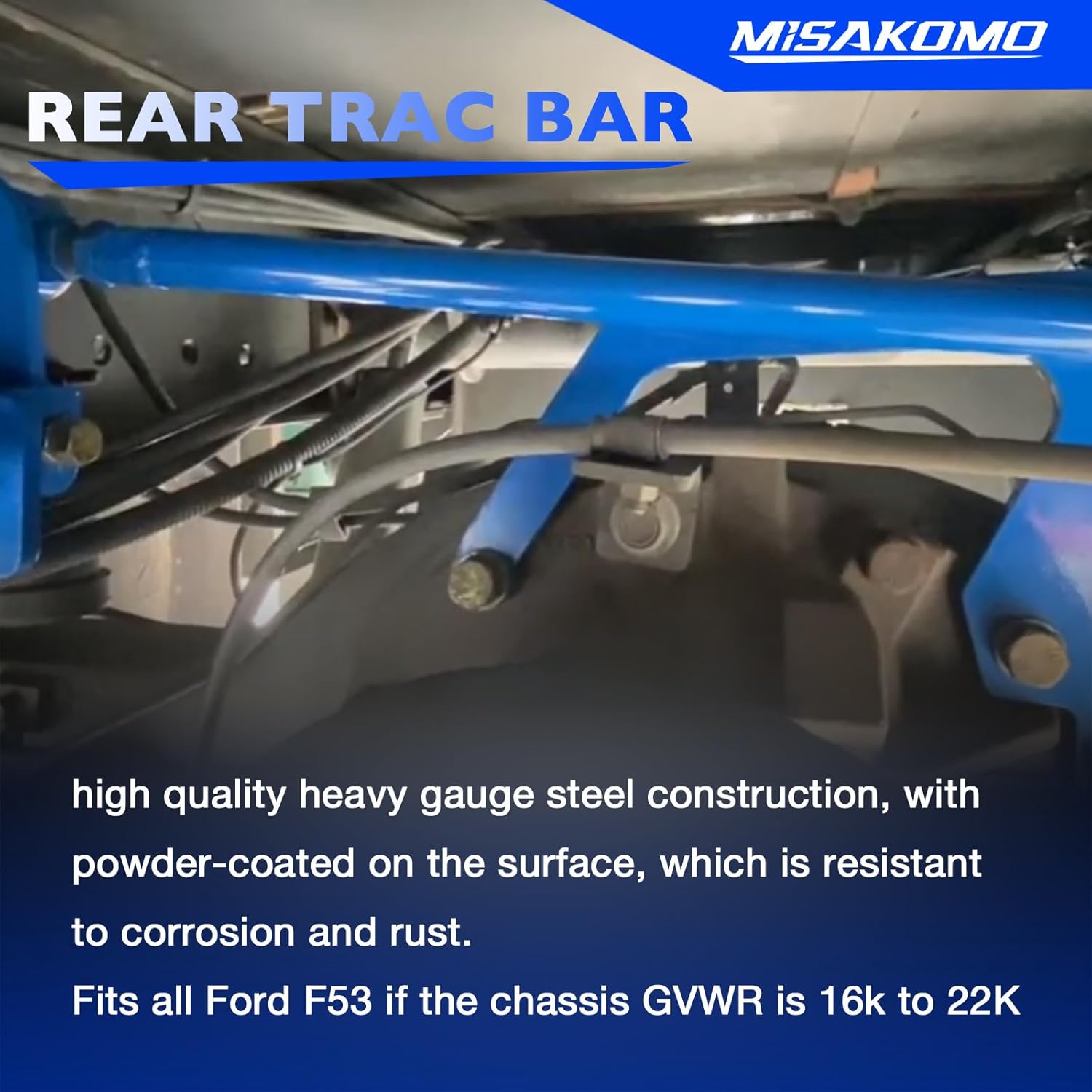 Rear Trac Bar Adjustable Trac Bar for Ford F53 V10 20-22K GVWR up to 2020, Ford F53 V8 16-22K GVWR 2021+, & Kodiak C4500/5500 18-22k GVWR