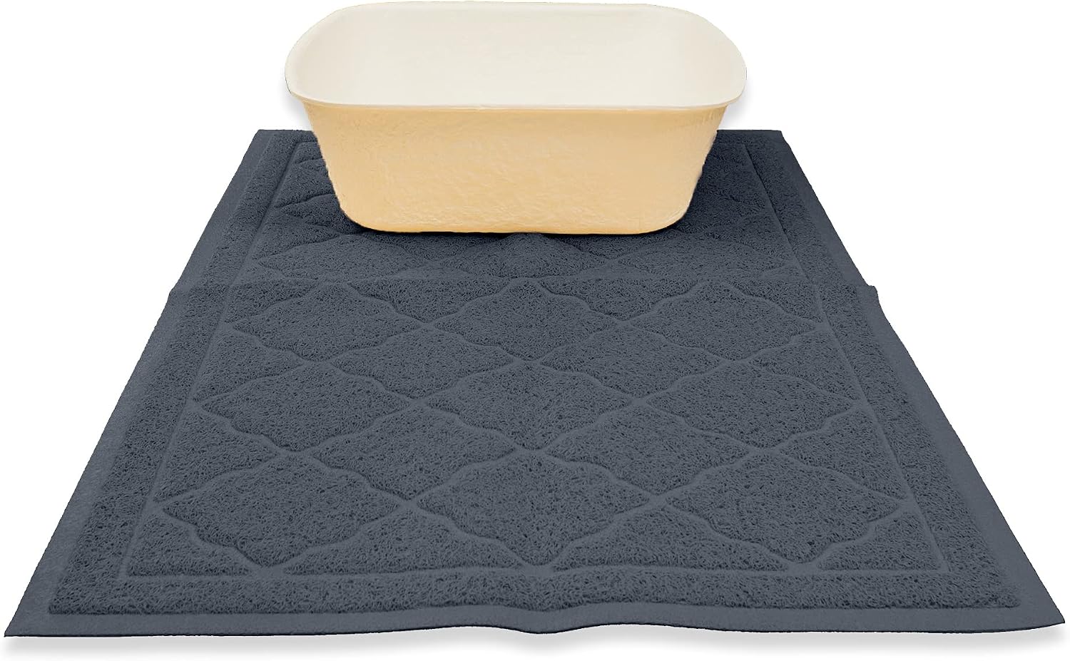 Premium Large Cat Litter Mat 35" x 23", Traps Messes, Easy Clean, Durable, Litter Box Mat with Scatter Control - Soft on Kitty Paws