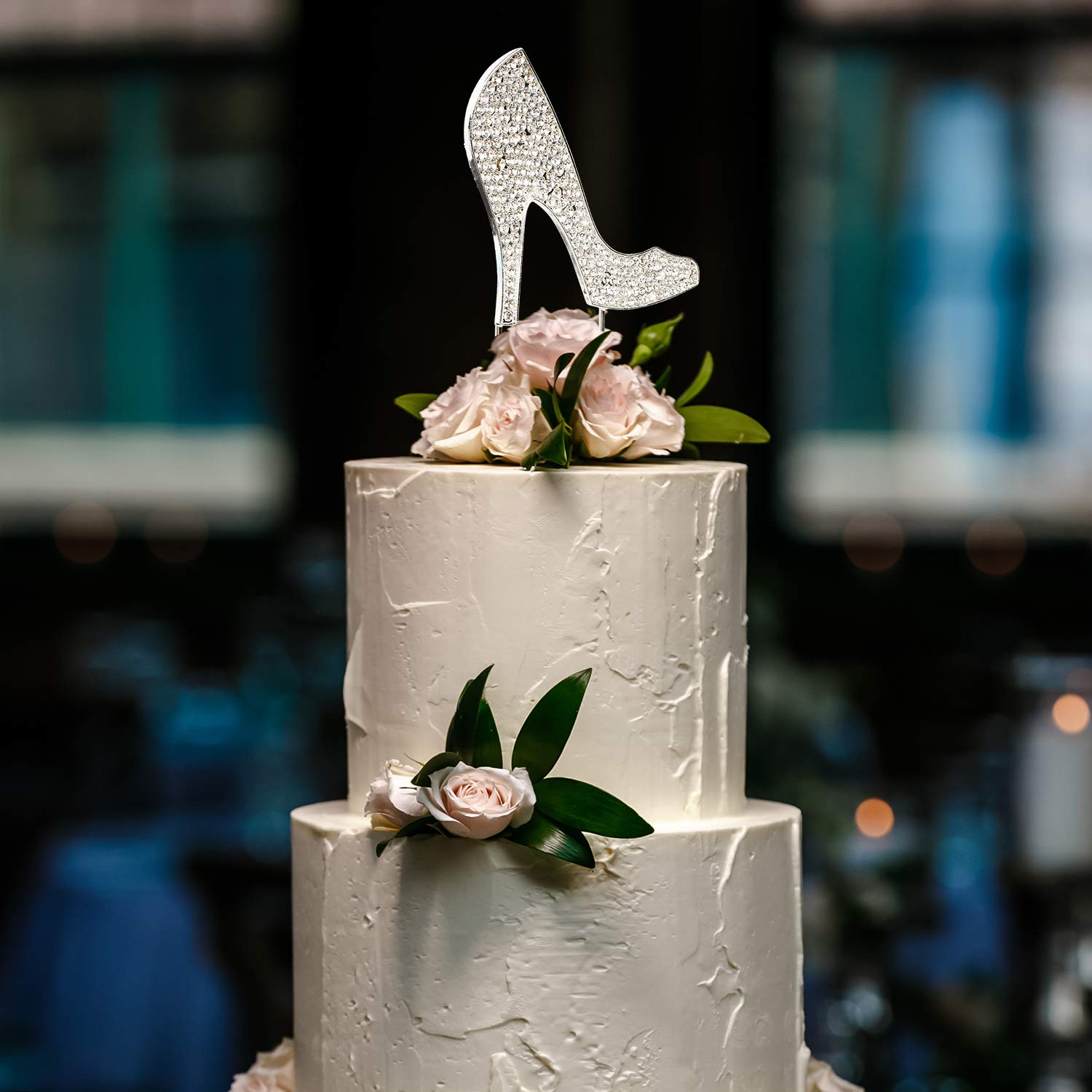 Amazon.com: LINGTEER High Heel Silver Rhinestone Crystal Cake