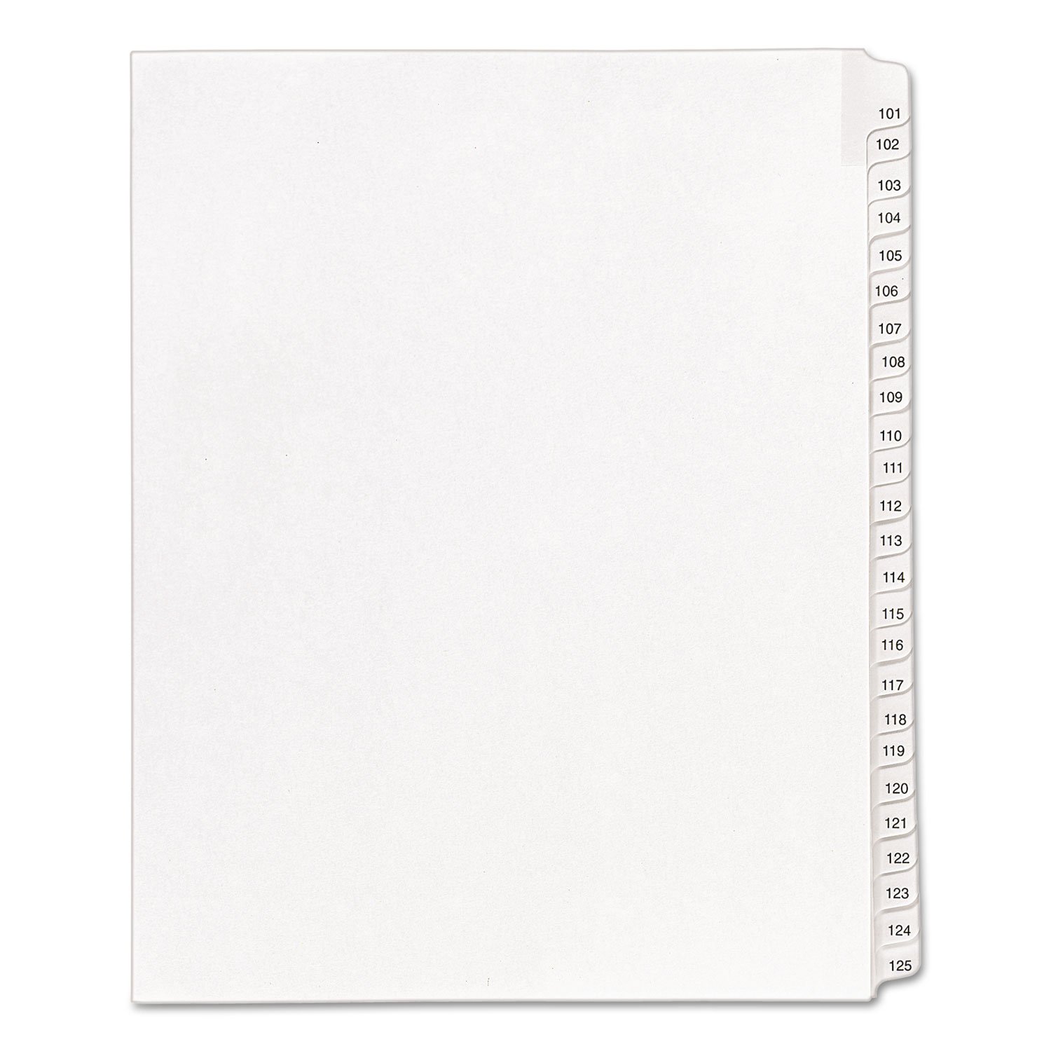 Avery 01705 Allstate-Style Divider, Side Tabs 101-125, Letter Size, White, 25/ST