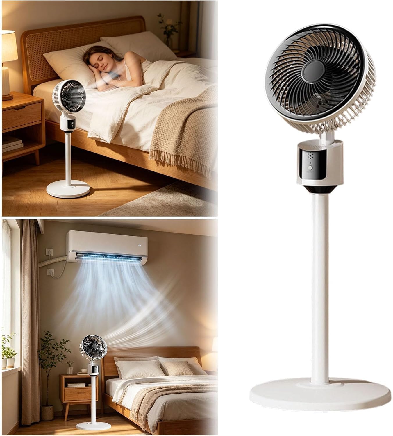 Ventilatore a Piantana Silenzioso, USB 3 Velocità Oscillante per Camera