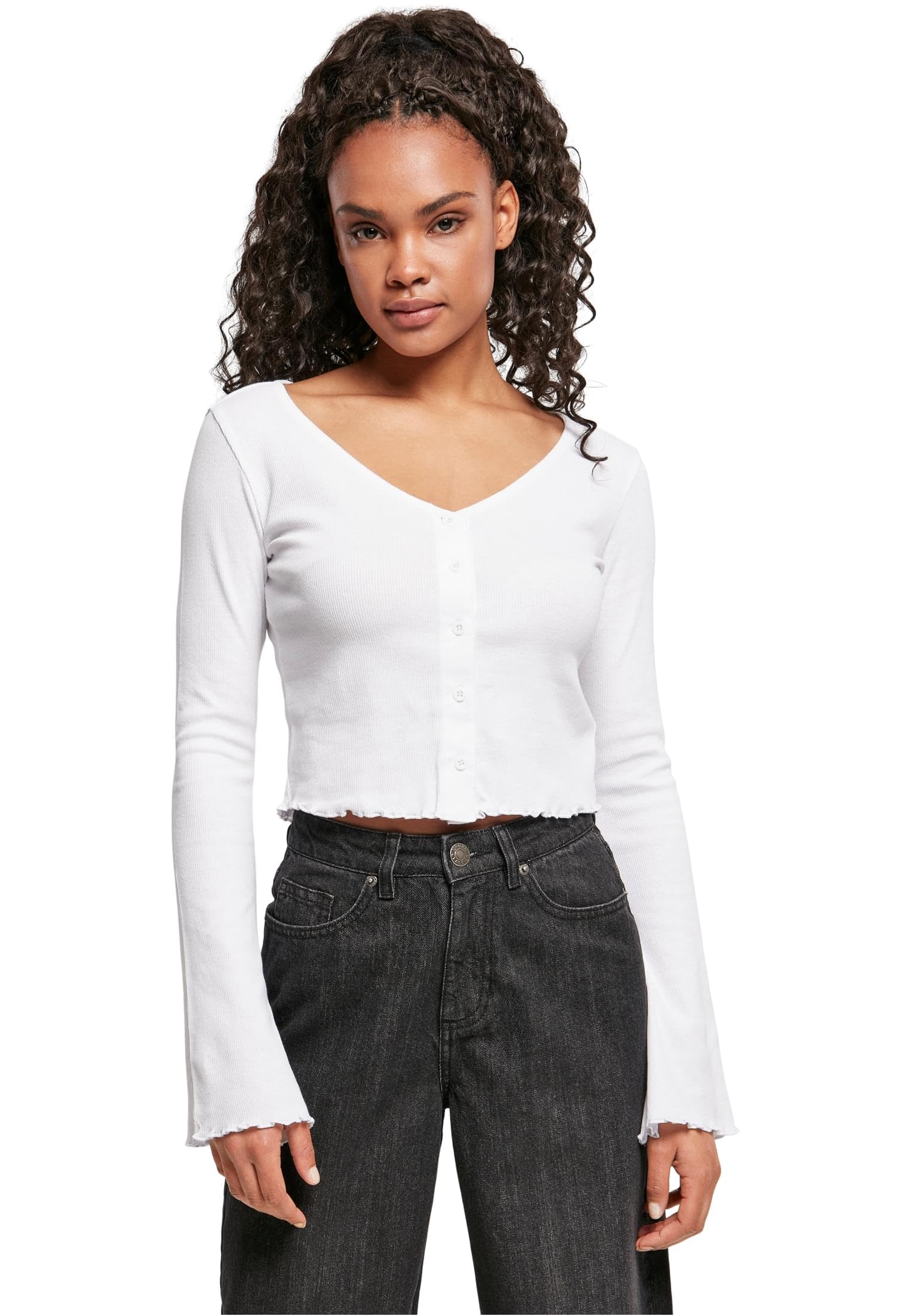 Urban Classics Women's Blanc Cardigan Cropped Rib (Gt)
