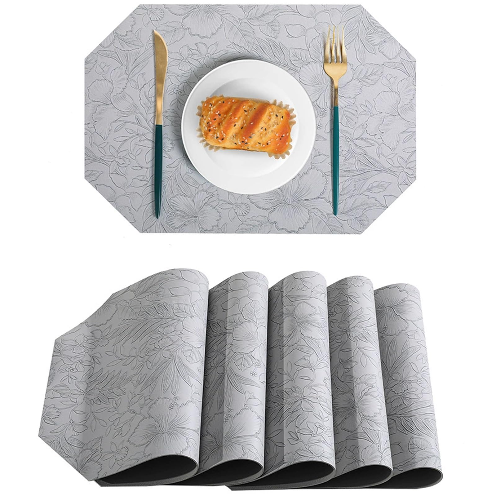 Décoration de Table, Sets de Table, Ensemble de Sets de Table imprimés pour la Cuisine et la Salle à Manger, en Similicuir résistant à la Chaleur, antidérapant et imperméable.