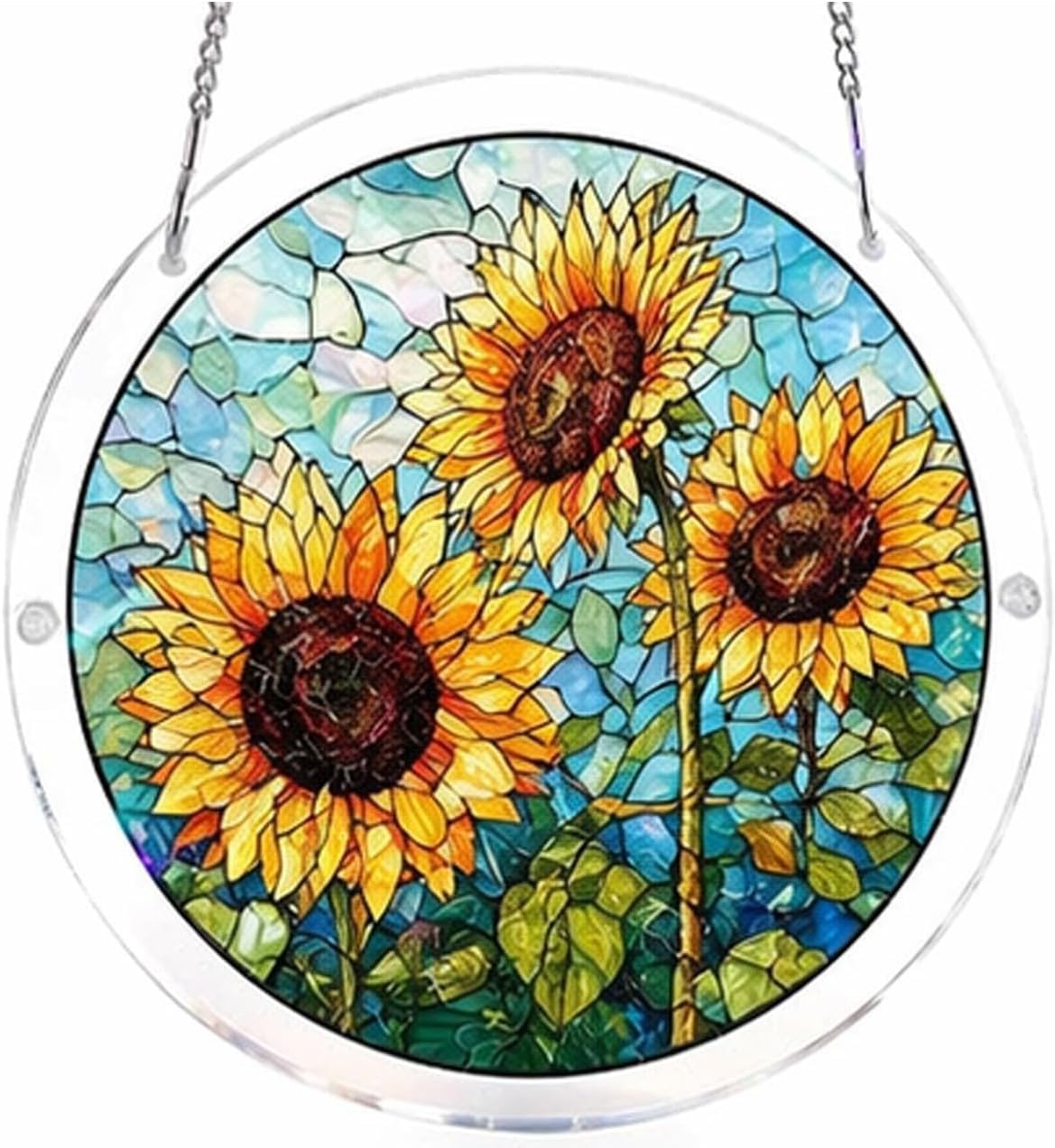 Three Sunflowers Acrylic Jigsaw Puzzles Suncatcher, 8.9 Inch Window Hanging Suncatcher Acrylic Puzzle, DIY Home Decor Art Gift