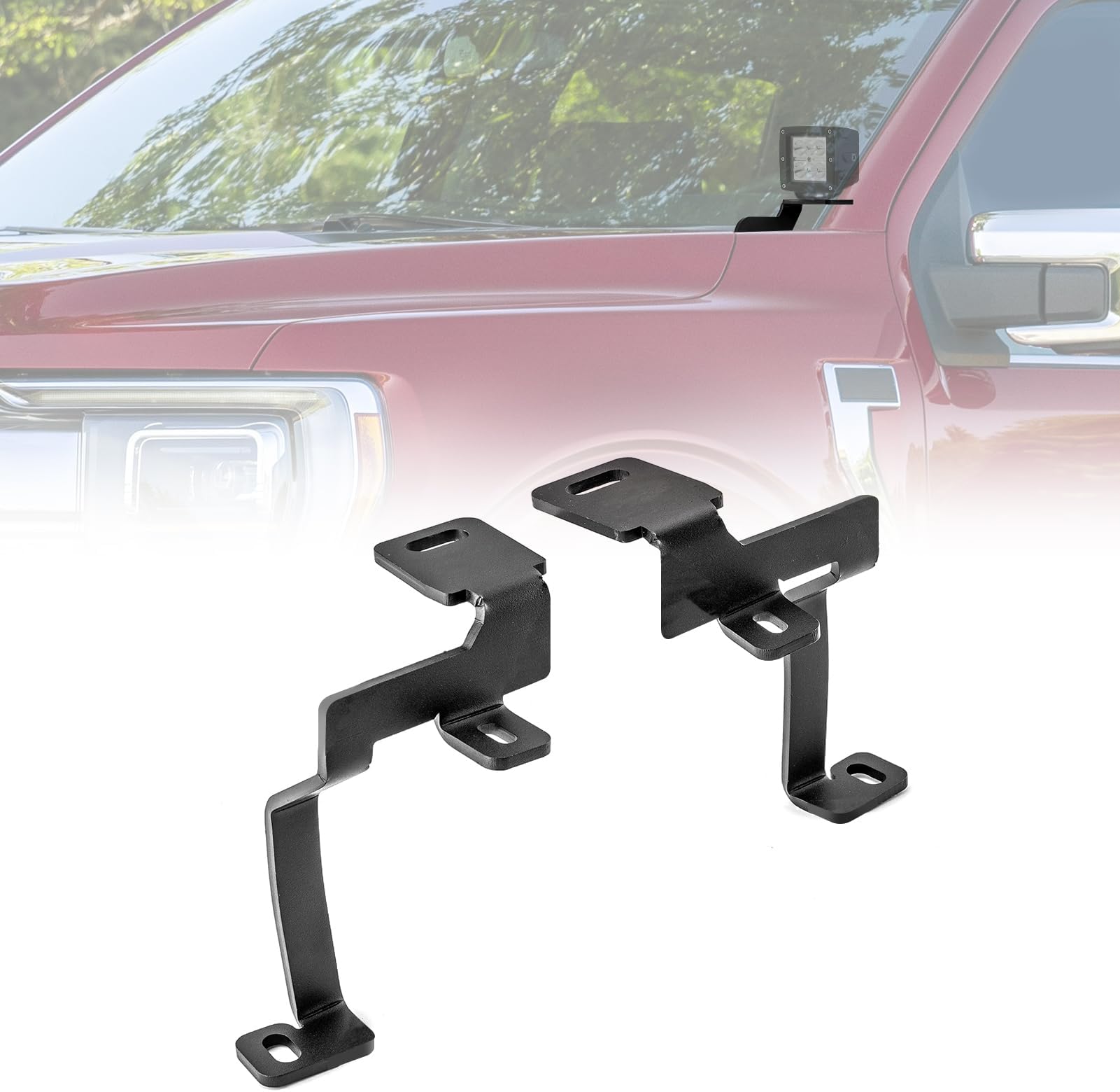 WeiSen Hood Hinge Ditch Light Mount Bracket for A-Pillar Auxiliary Offroad LED Pod Work Light Compatible with Ford F-150 2021-2024 3rd, Fit Raptor 2021-2024 3rd