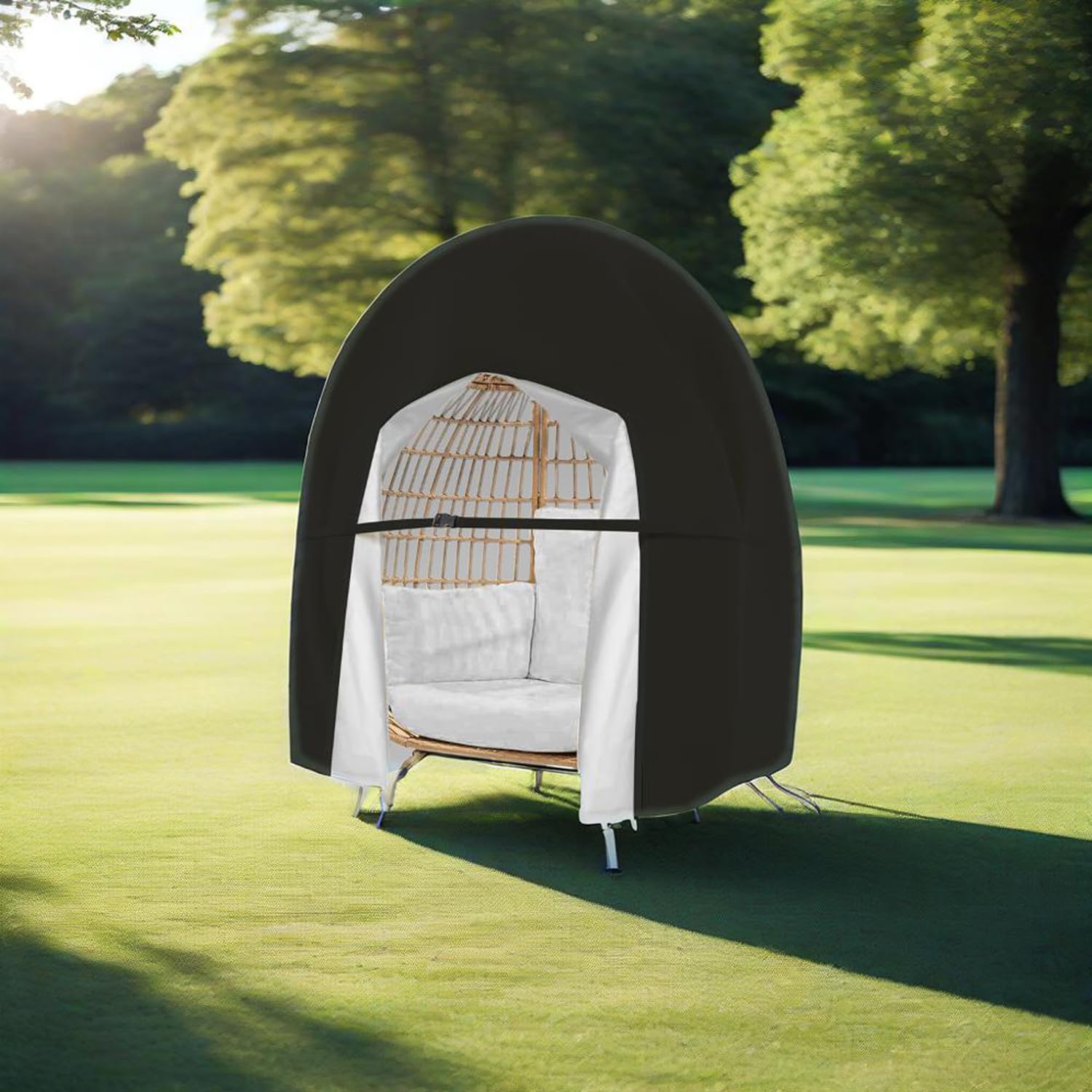 Funda para silla de huevo doble, impermeable, para colgar en el patio, con cremallera extragrande, columpio de mimbre para exteriores, muebles de mimbre para exteriores, fundas para sillas de 3