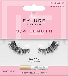 Eylure 3/4 Length False Eyelashes No. 004, 3 Pieces, Synthetic Hair, Reusable, 3 Pi…
