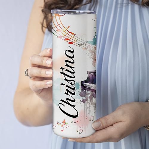Miniatura 3 de Hyturtle Vaso delgado personalizado para pianista amante del piano, regalos de cumpleaños para amantes del piano, regalos de piano para hombres y
