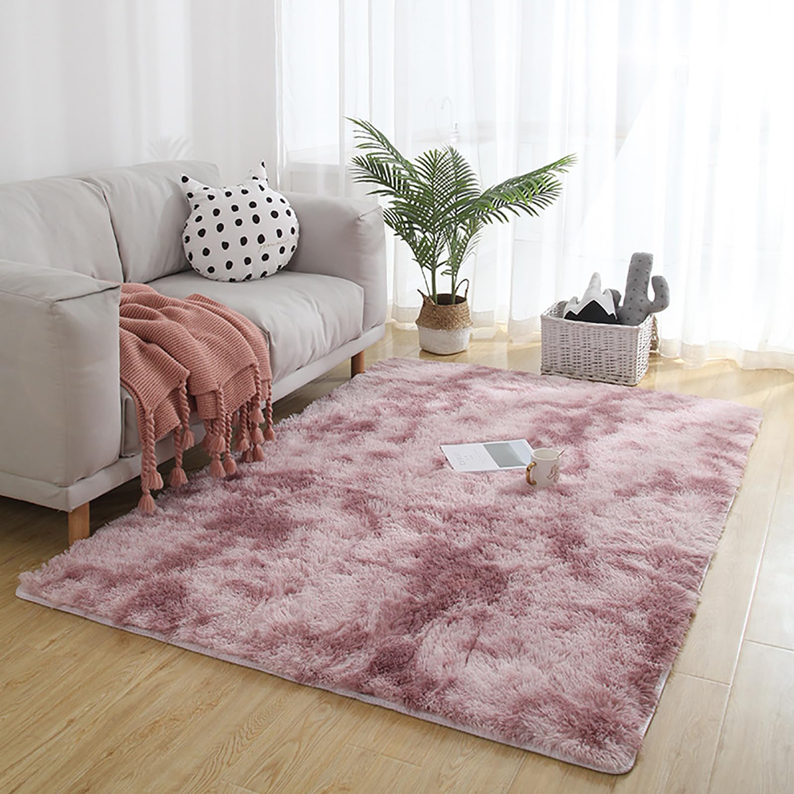 Tapis de sol doux lavable 200x250 grand tapis salon violet tie-dye antidérapant