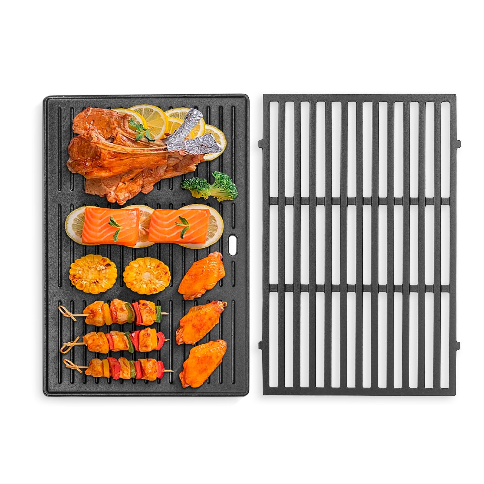 7638 - Parrilla y sartenes de hierro fundido para Weber Spirit I & II 300 Series, Spirit E310, E320, S310 (con botones de quemador delanteros), 44,5 cm de repuesto para la serie Weber 300