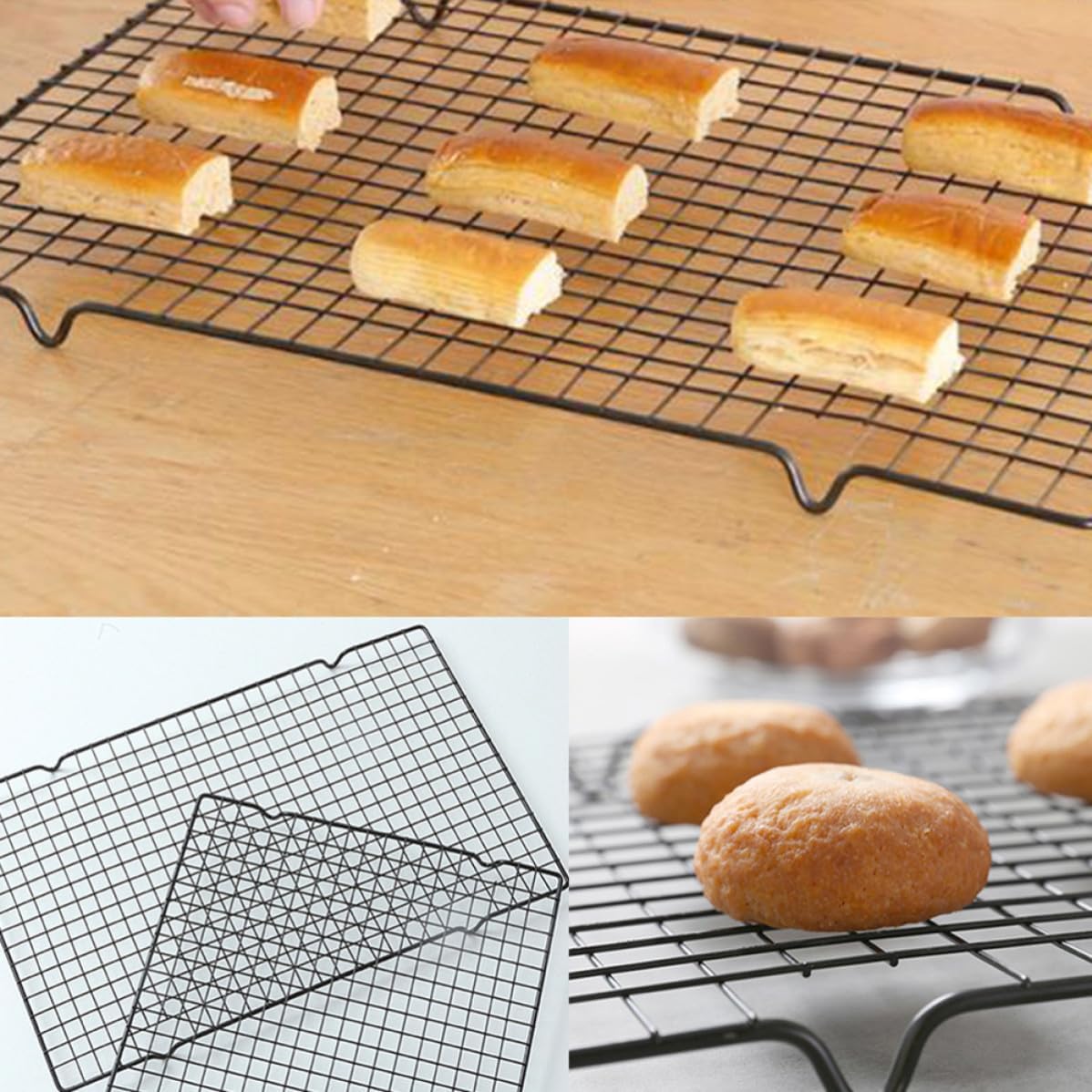 2pcs Nonstick Cooling Rack Cake Pastry Rack for Kitchen Carbon Steel