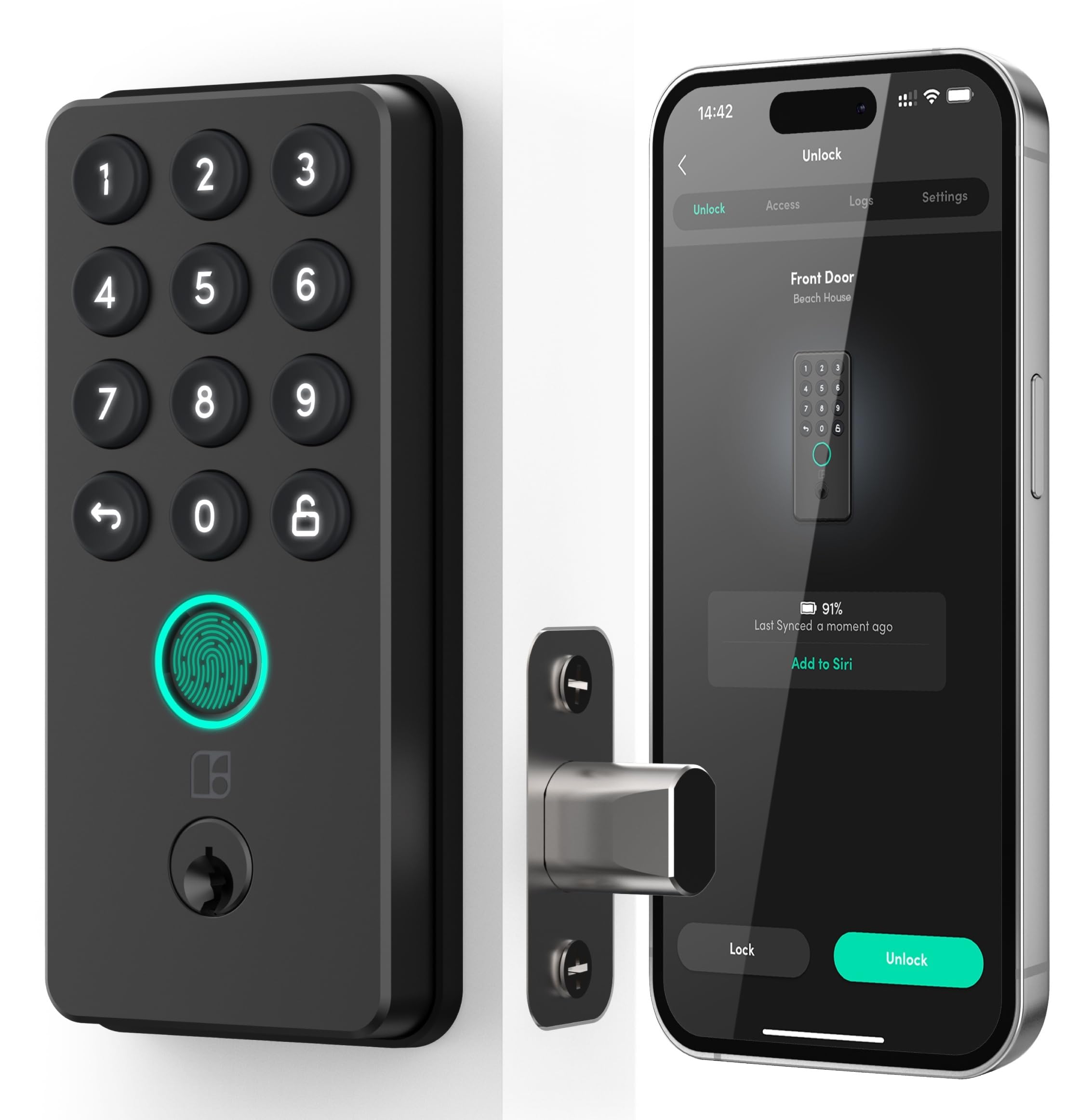 igloohome (New!) Deadbolt Go Smart Lock w/Fingerprint, Digital Keys, Remote PIN Codes, WiFi Bridge (Sold Separately) - Tested to ANSI Standards, Easy to Install (Matte Black)