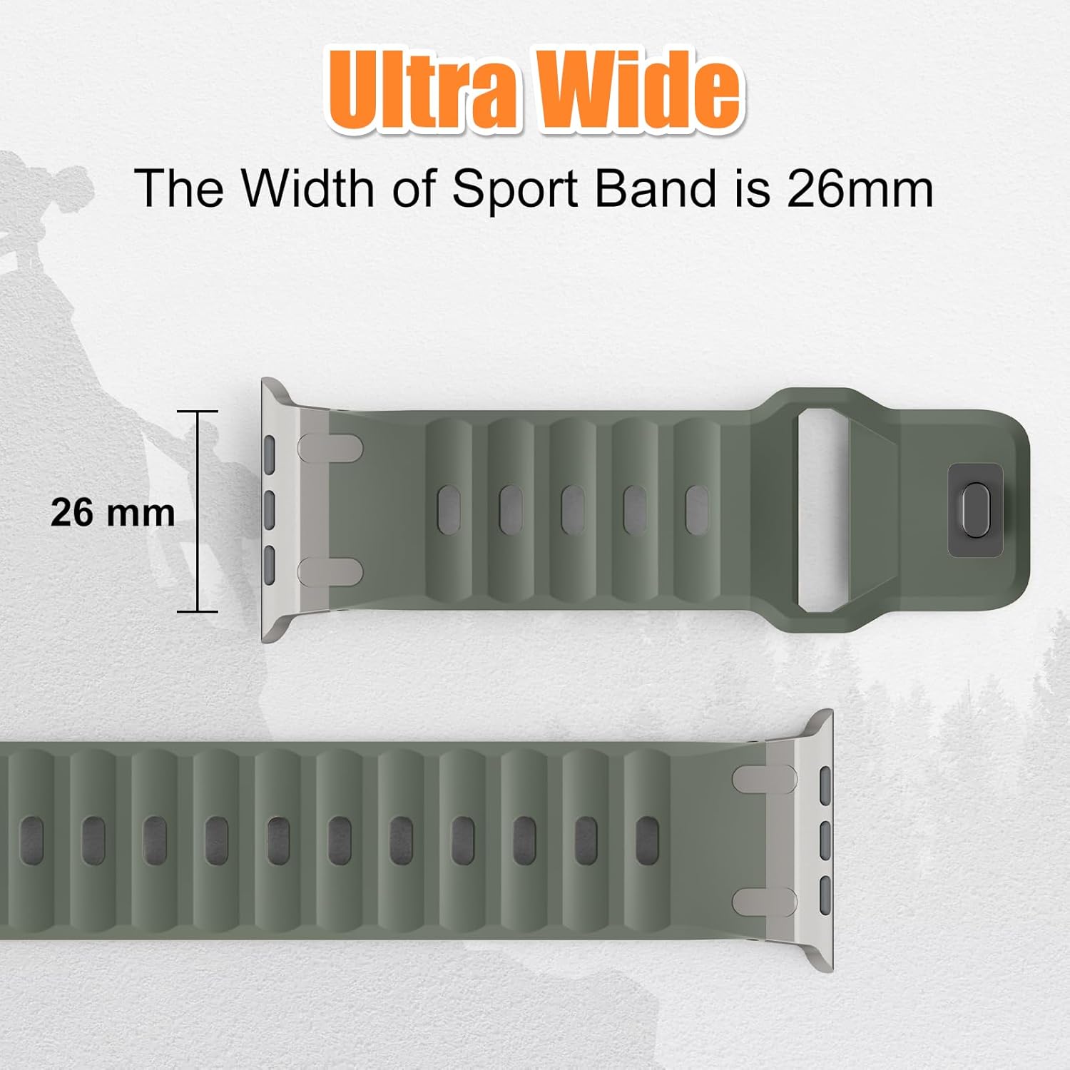 Sport Bands for Apple Watch Ultra 3 2 1 Band 49mm 46mm 45mm 44mm 42mm Women Men,Rugged Wide Silicone Waterproof Wristbands with Metal Adapter Strap for iWatch Series 11 10 9 8 7 6 5 4 SE 3 2,Ultra/3/2 - Image 4