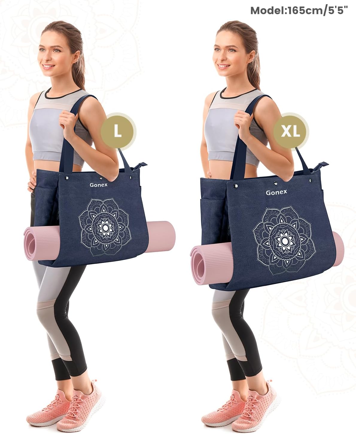 Gonex Yoga Mat Bag, Yoga Gym Bag Tote Bag with Multi Pockets For Women Men, Canvas Yoga Mat Carrier Take in Out Mat Easily For Pilates Travel Workout Office - Image 7