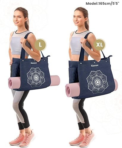 Miniatura 7 de Gonex Bolsa para esterilla de yoga, bolsa de gimnasio con múltiples bolsillos para mujeres y hombres, lona para esterilla de yoga fácil de llevar
