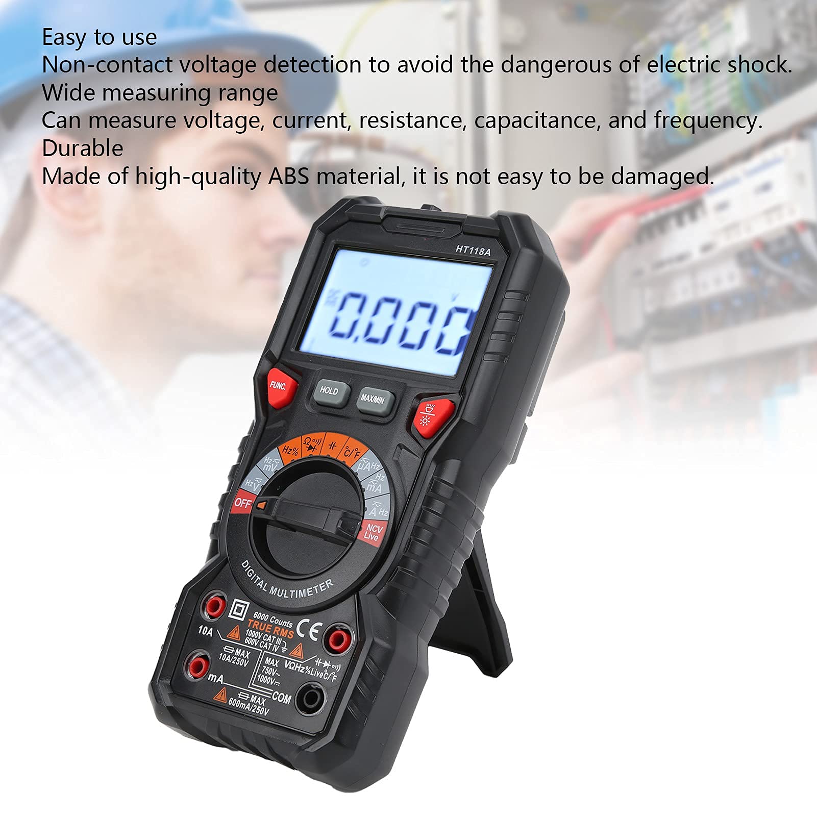 HT118A Multimetr Cyfrowy Wielofunkcyjny Tester Elektryczny Bezdotykowy Automatyczny Tester Napięcia Prądu dla Elektryka