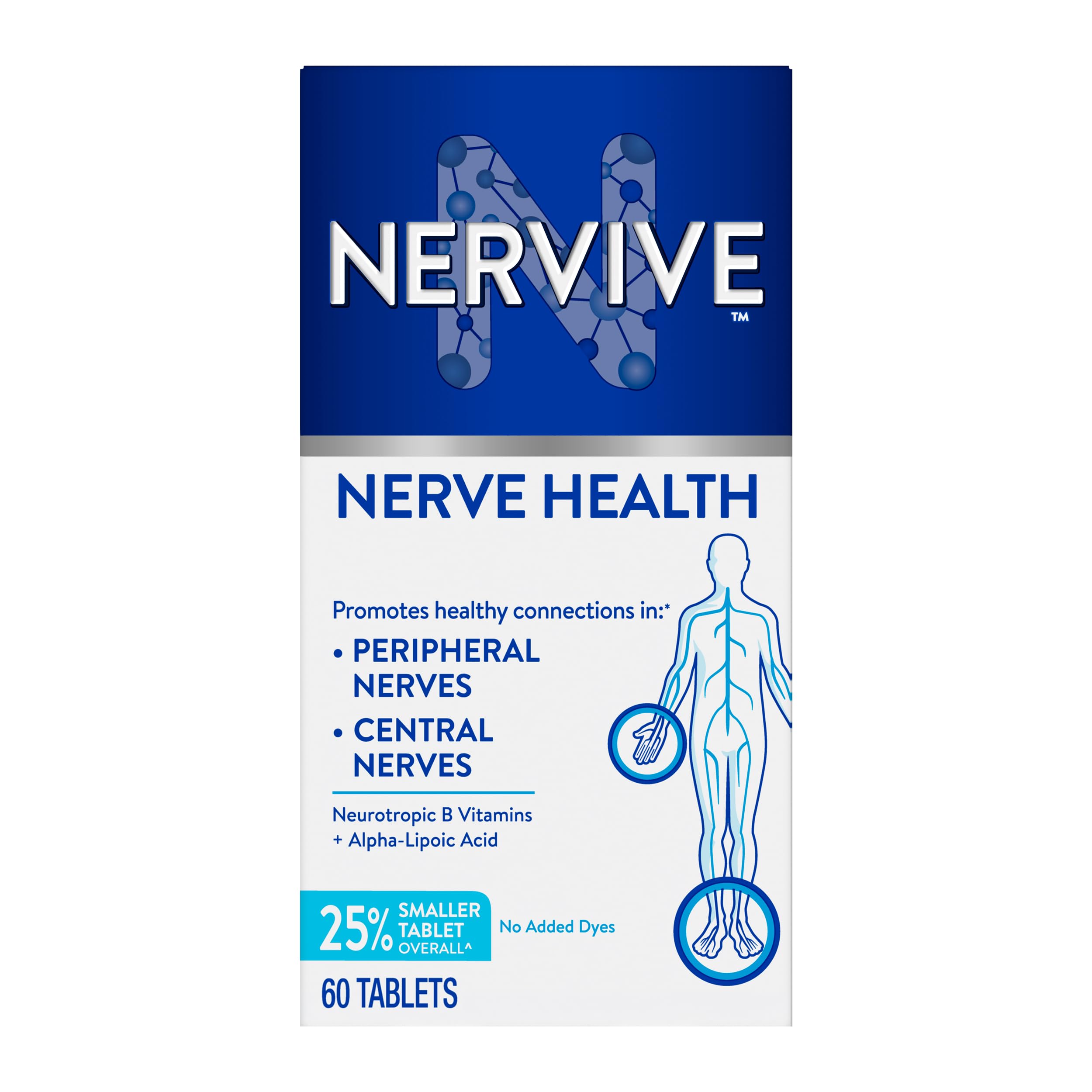 Nervive Nerve Health, Alpha Lipoic Acid, Fortify Nerve Health, Healthy Nerve Function, Healthy Blood Circulation, Supplement, Tablet, 60 Tablets 60 Count (Pack of 1)