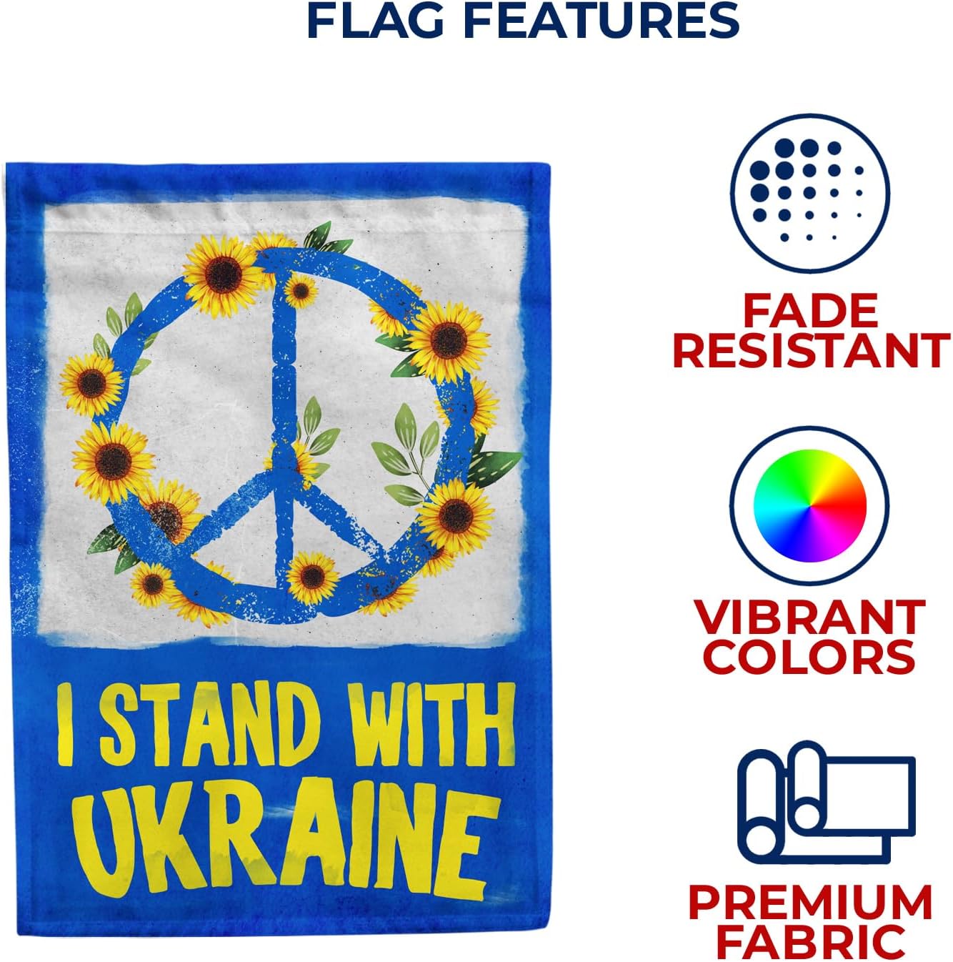 America Forever I Stand with Ukraine House Flag 28x40 inch Double Sided Outdoor Yard Decorative Russia Conflict Stop the War Support National Peace Flag