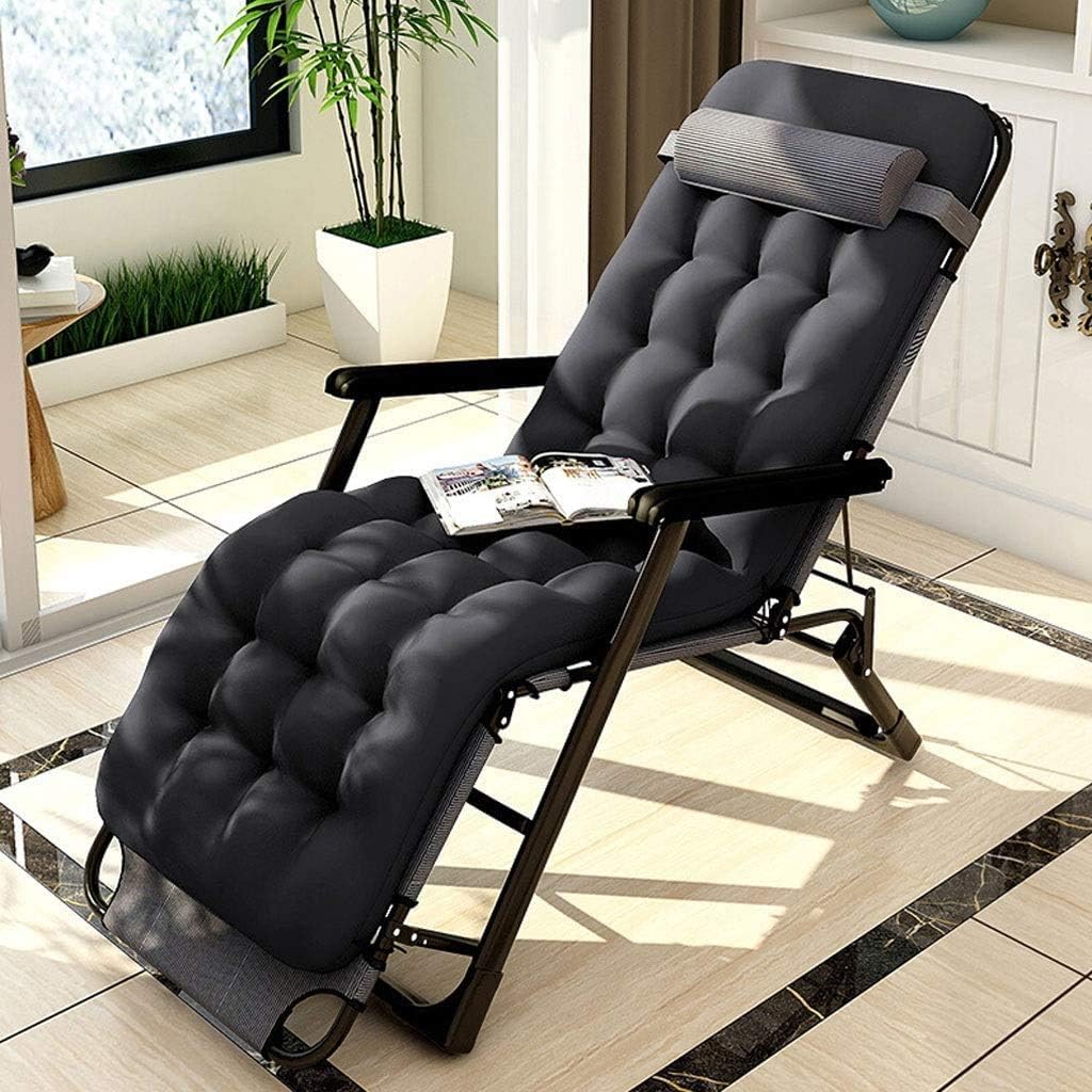 Sun Lounger Garden Chairs Foldable Deck Chair Outdoor Folding Lounger Chair, Reclining Patio Chairs Rust Resistant with Thick Cotton Pad Portable Zero Gravity Recliner Chair (Color, Black),Black