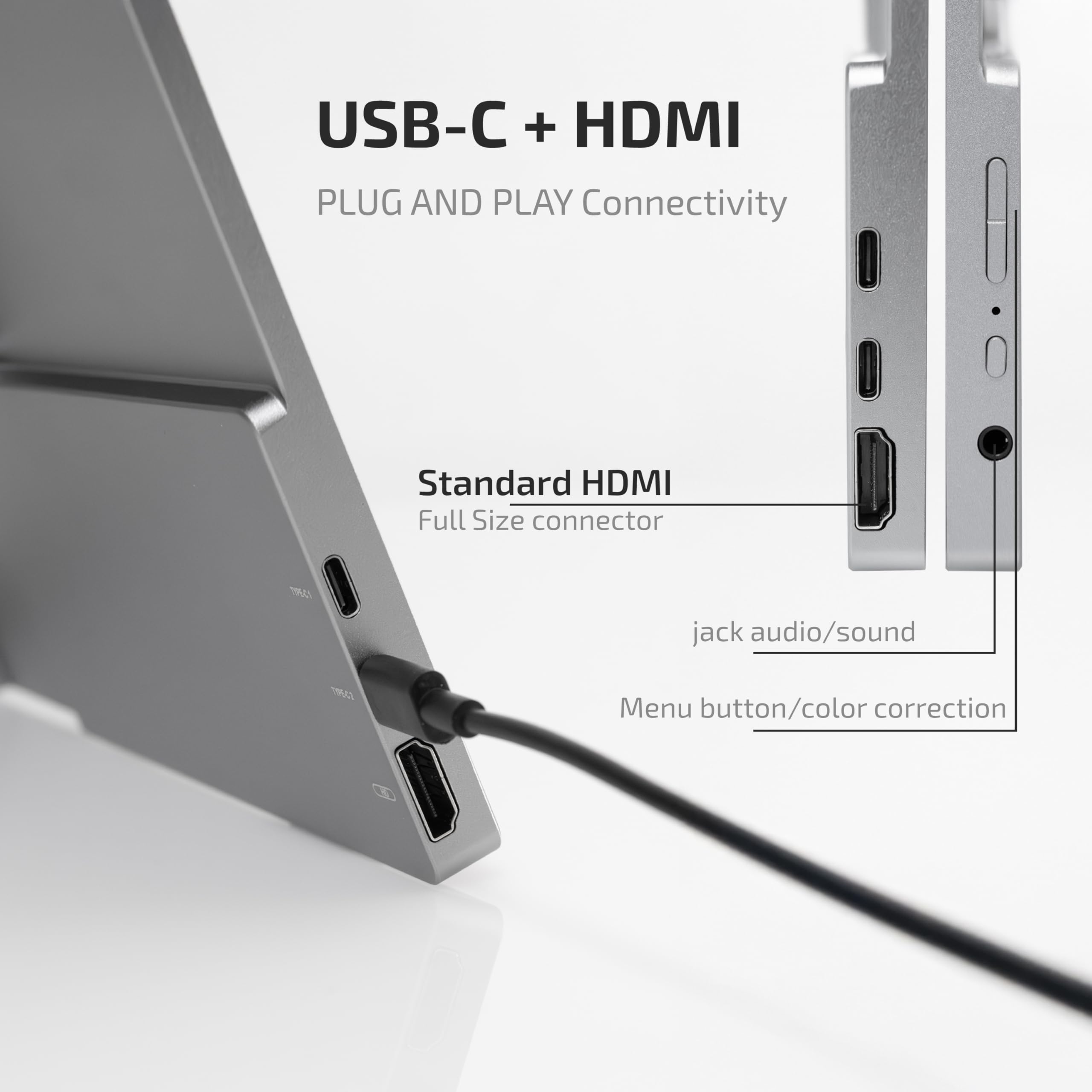 Monitor Portatile, Monitor touchscreen, Schermo portatile, 140AT – 14" Alluminio, Touchscreen,Full HD 1920x1200, IPS, USB-C e HDMI, Ultra Sottile, Leggero, Altoparlanti, Azienda Italiana