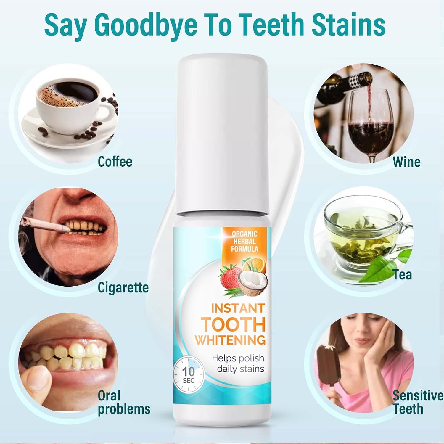 Tooth Paint, Teeth Whitening Paint, Instant White Paint for Teeth, Tooth Polish Uptight White, Simple & Portable