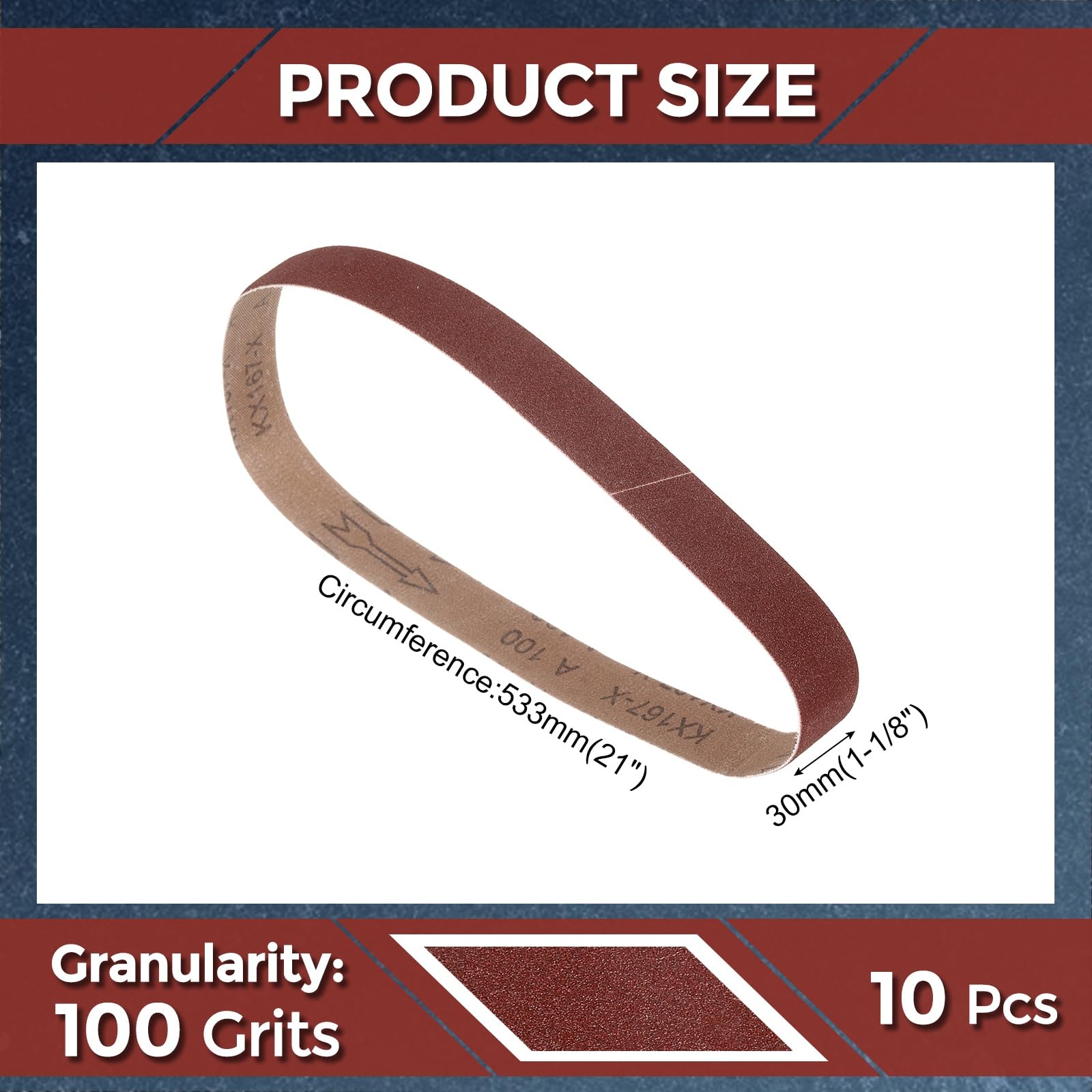 Kozelo 10 Pcs Sanding Belts 30mm x 533mm 100 Grit Aluminum Oxide Abrasive Sandpaper for Belt Sander Metal Grinding Wood Working Weld Rust Removal - Image 2