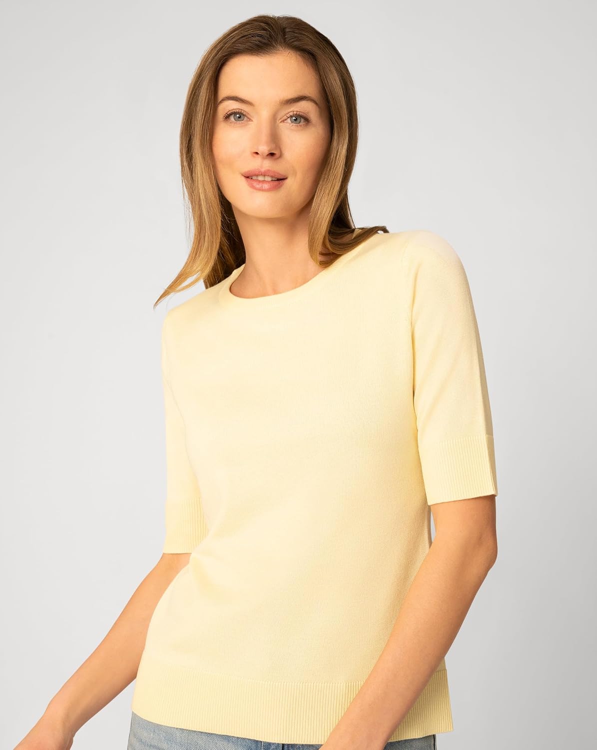 Cable & Gauge Elbow Sleeve Crewneck Sweater