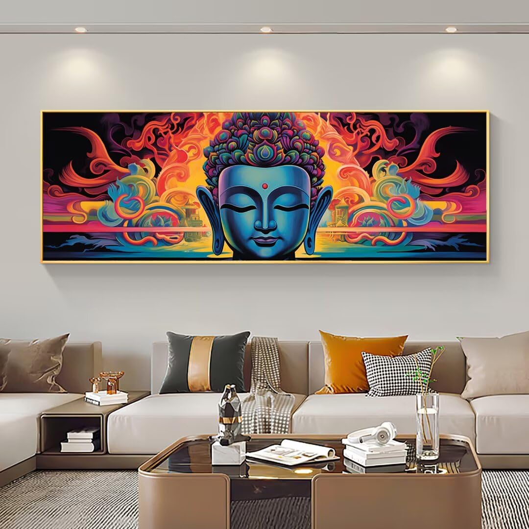 5D Bouddha Diamond Painting, Peinture Diamant Grand DIY Broderie Diamant Painting Adultes Kit Complet, Diamond Art Painting Images pour Débutant Pour Décor Murale Maison 55x160 cm/22x63 Inch M-710