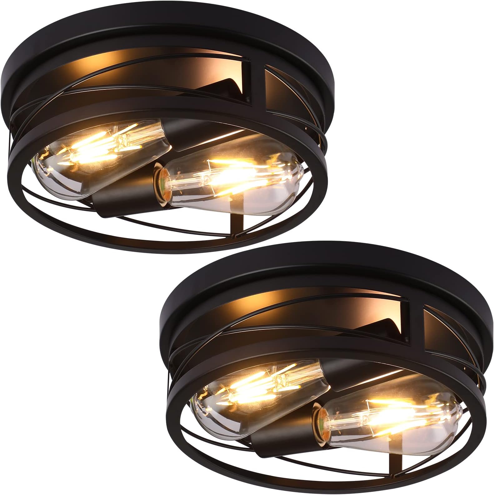DPXEKQ 13 inch Black Flush Mount Ceiling Light Fixture,3-Light Light ...