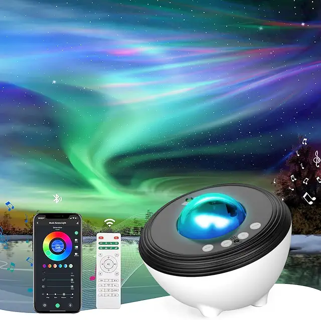 YunLone Aurora Galaxy Projector Lamp with Bluetooth Speaker & Voice Control