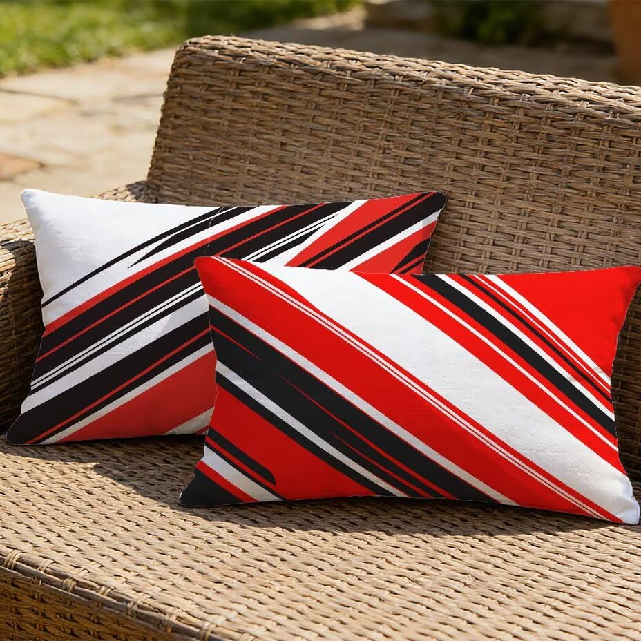 Housse de coussin de jardin 40x80 lin premium rouge impérméable