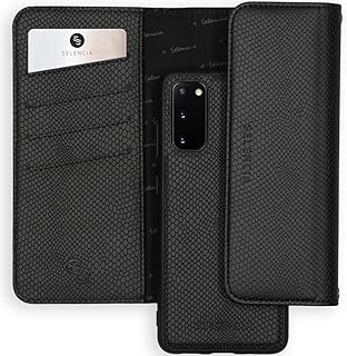 Selencia Etui kompatybilne z Samsung Galaxy S20 – Tierra Clutch o wyglądzie skóry węża – kieszeń na telefon komórkowy z wyjmowanym tyłem w kolorze czarnym [4 przegródki na karty, pasek na ramię]