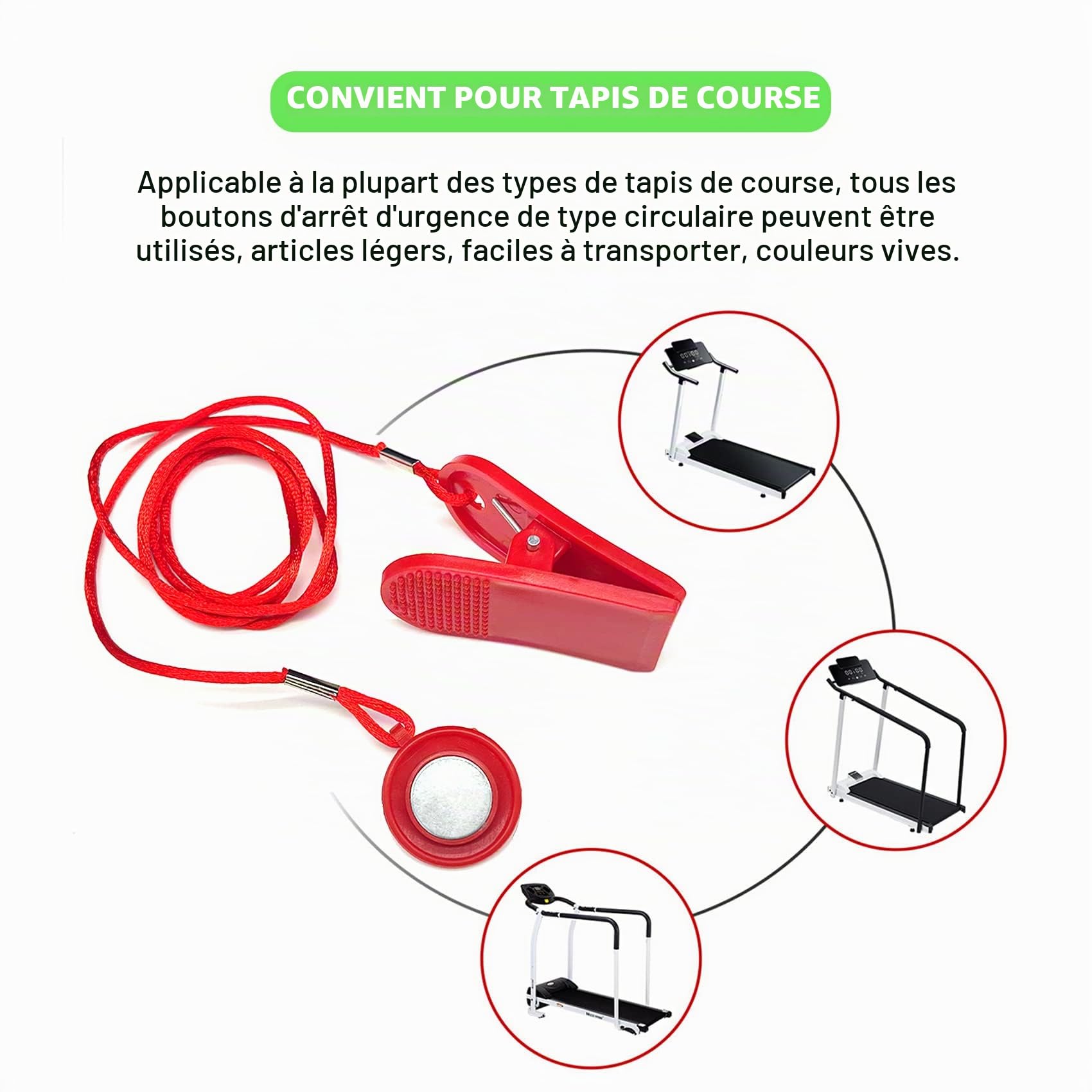 AIHIHE Clé de sécurité magnétique pour tapis de course, interrupteur de sécurité pour la plupart des tapis de course