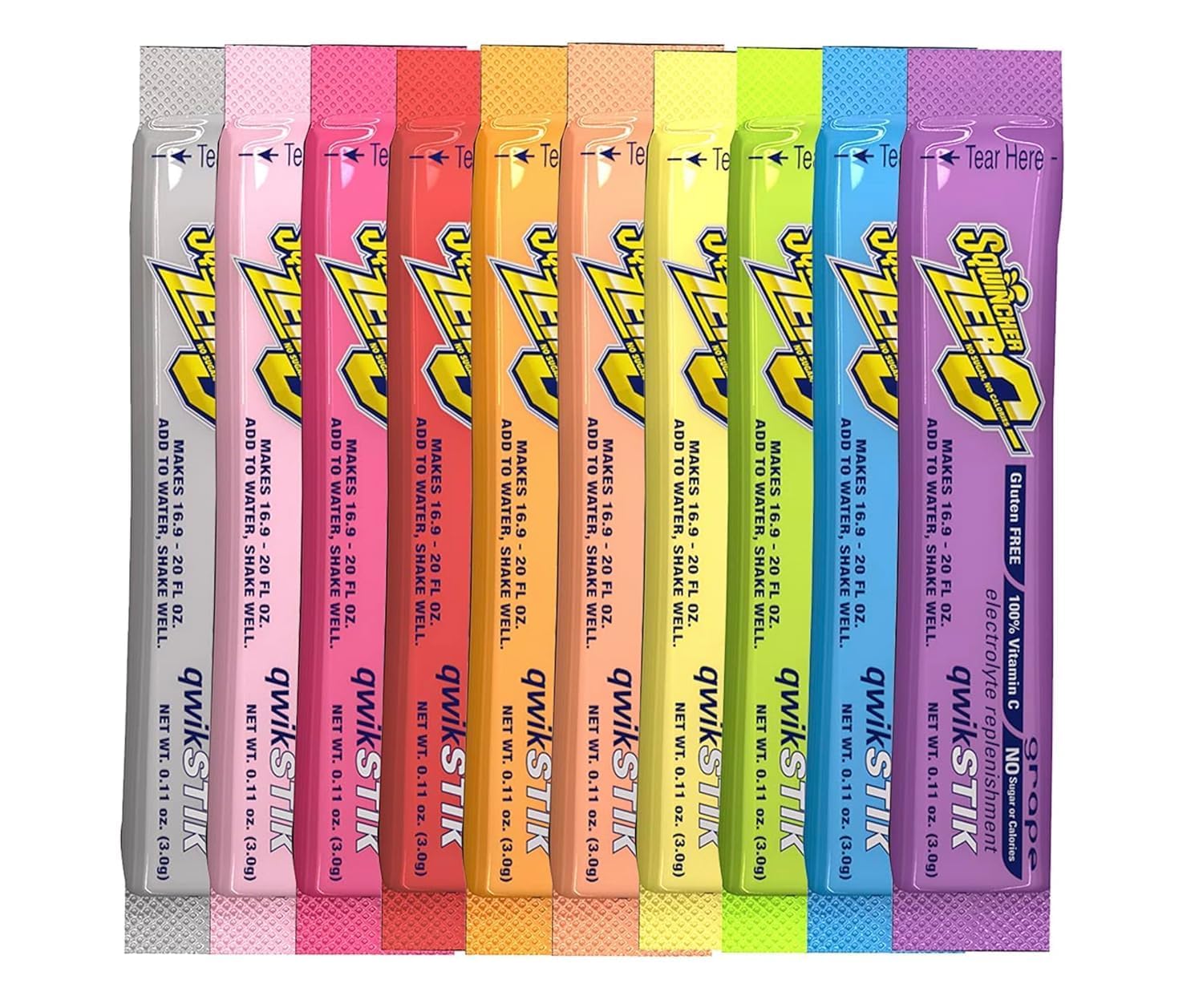 Generic Sqwiincher Zero 10 Flavor Qwik Stik Assorted Sugar-Free Electrolyte Powdered Beverage Mix (50)