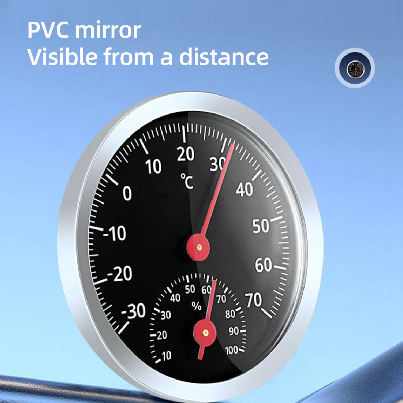Wandthermometer Innenräume, Keine Batterie Hohe Genauigkeitsauto -Thermometer Hygrometer für Autowagen Kühlschrank Drinnen
